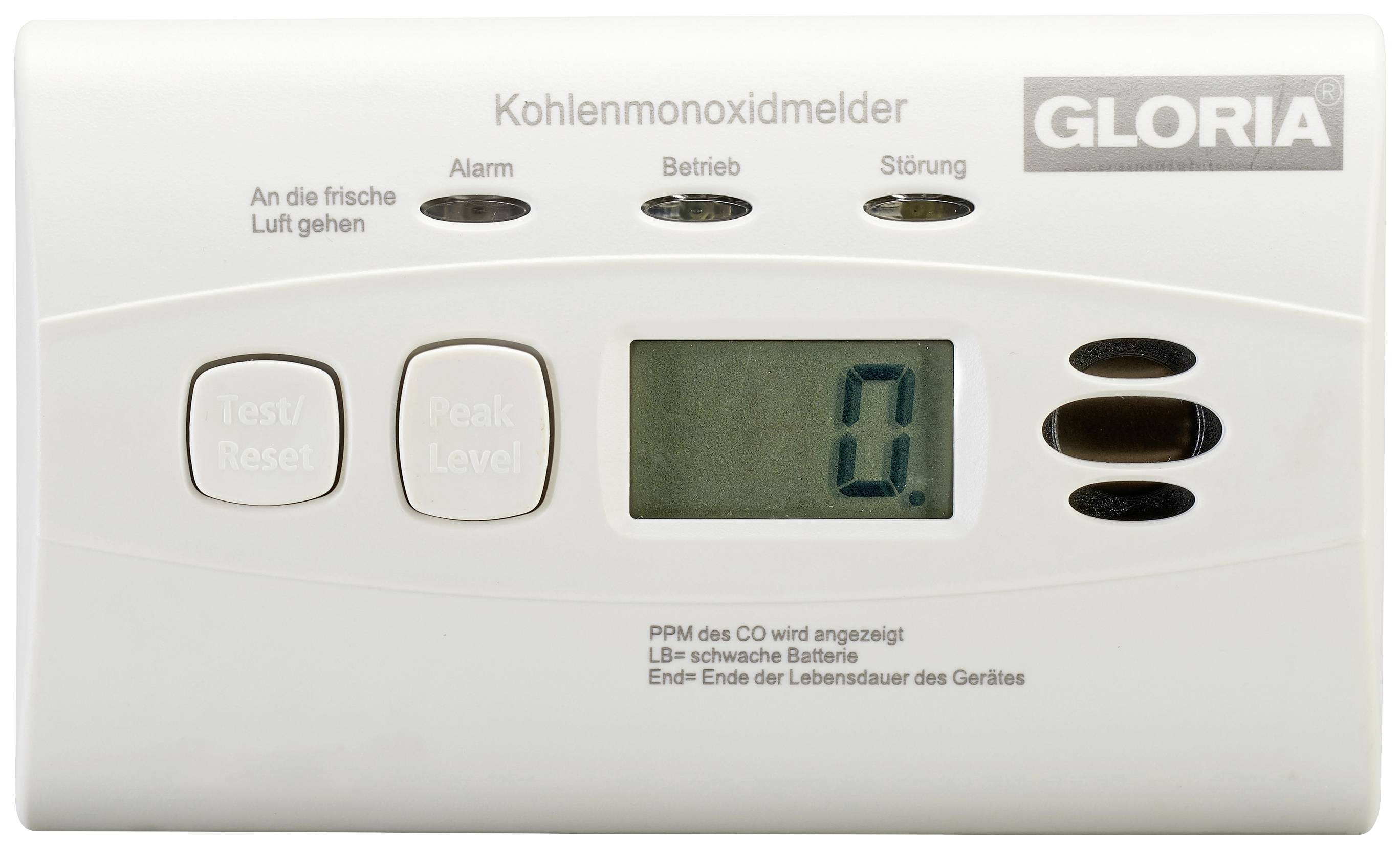 Gloria KO10D Kohlenmonoxid-Melder inkl. 10 Jahres-Batterie batteriebetrieben detektiert Kohlenmonoxid