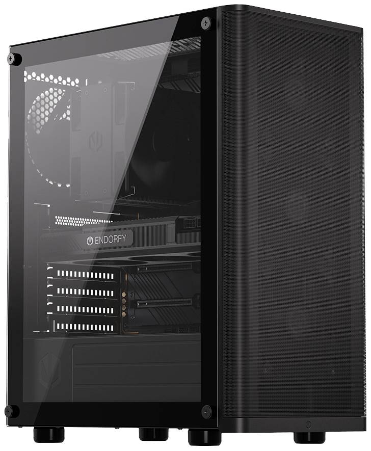 endorfy Ventum 200 Air Midi-Tower PC-Gehäuse Schwarz 4 vorinstallierte Lüfter, Seitenfenster, Staubfilter