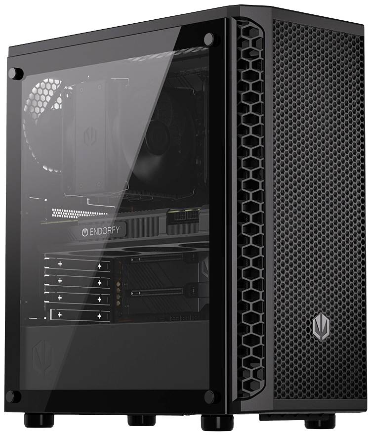 Endorfy Signum 300 Core Midi-Tower PC-Gehäuse Schwarz 2 vorinstallierte Lüfter, Seitenfenster, Staubfilter