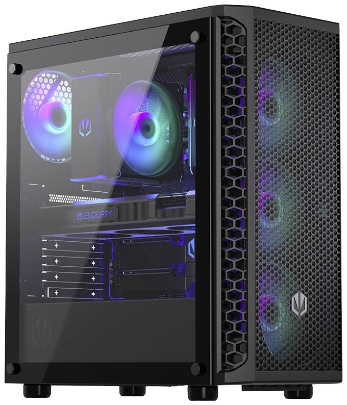 endorfy Signum 300 ARGB Midi-Tower PC-Gehäuse Schwarz 4 Vorinstallierte LED Lüfter, Seitenfenster, Staubfilter