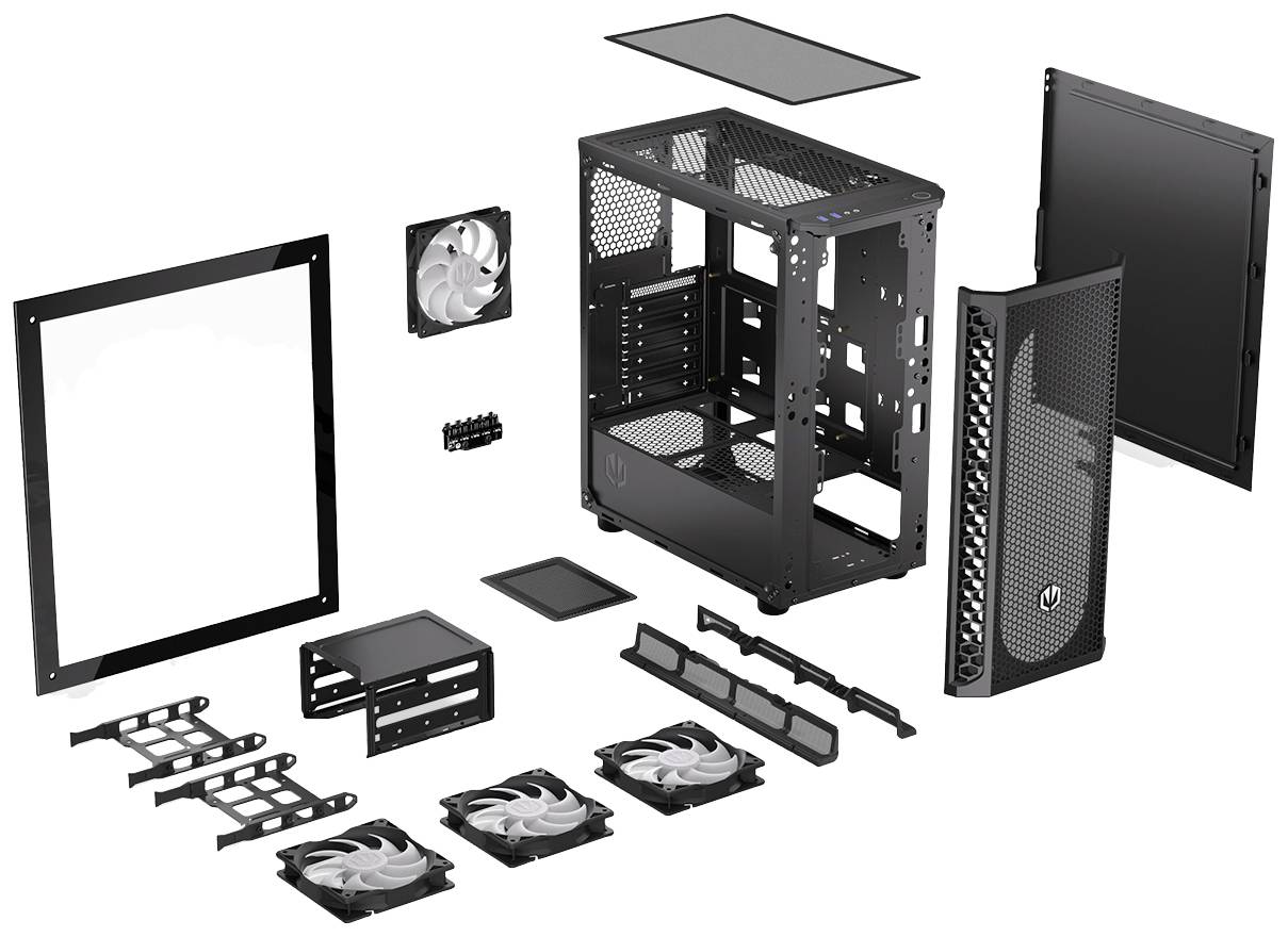 endorfy Signum 300 ARGB Midi-Tower PC-Gehäuse Schwarz 4 Vorinstallierte LED Lüfter, Seitenfenster, Staubfilter