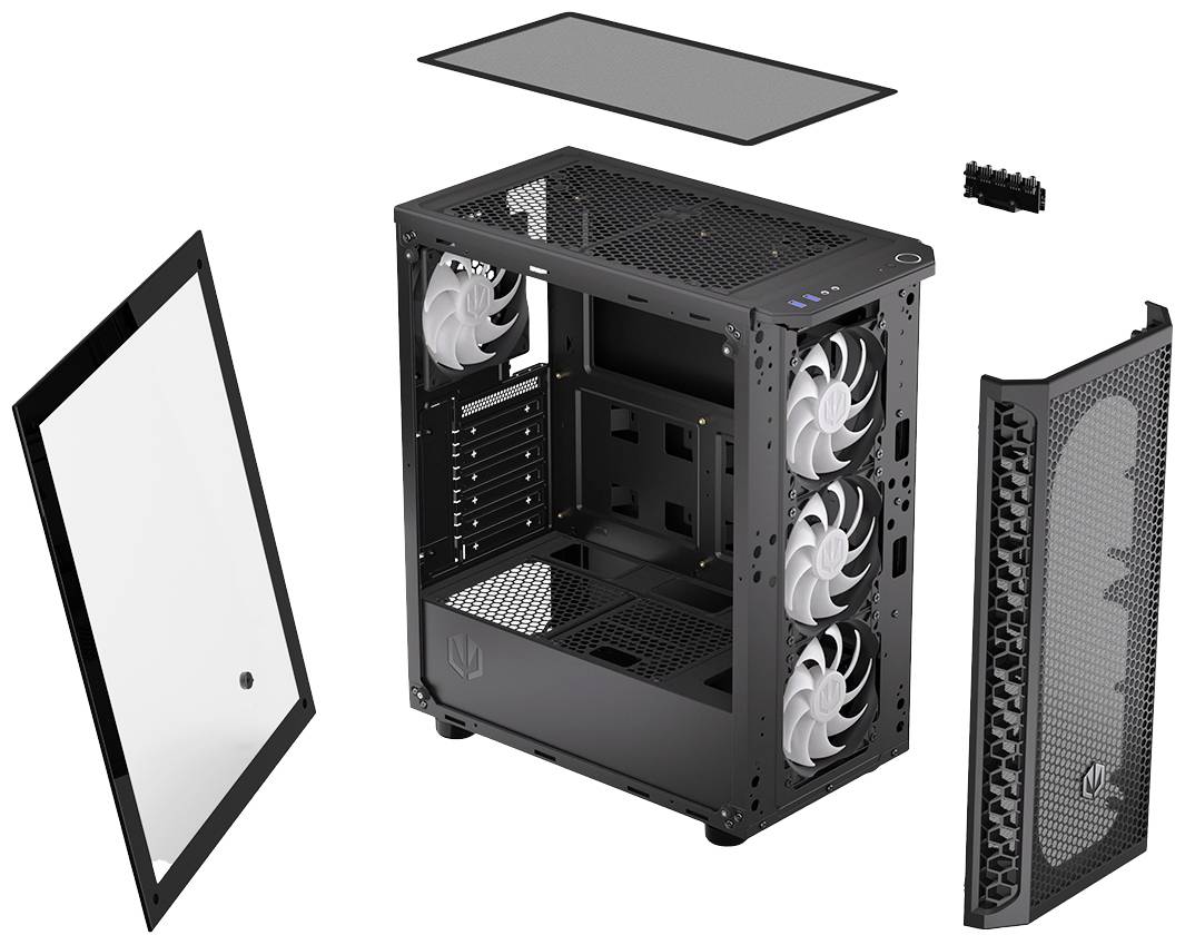 endorfy Signum 300 ARGB Midi-Tower PC-Gehäuse Schwarz 4 Vorinstallierte LED Lüfter, Seitenfenster, Staubfilter