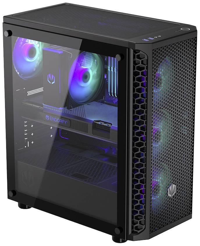 endorfy Signum 300 ARGB Midi-Tower PC-Gehäuse Schwarz 4 Vorinstallierte LED Lüfter, Seitenfenster, Staubfilter