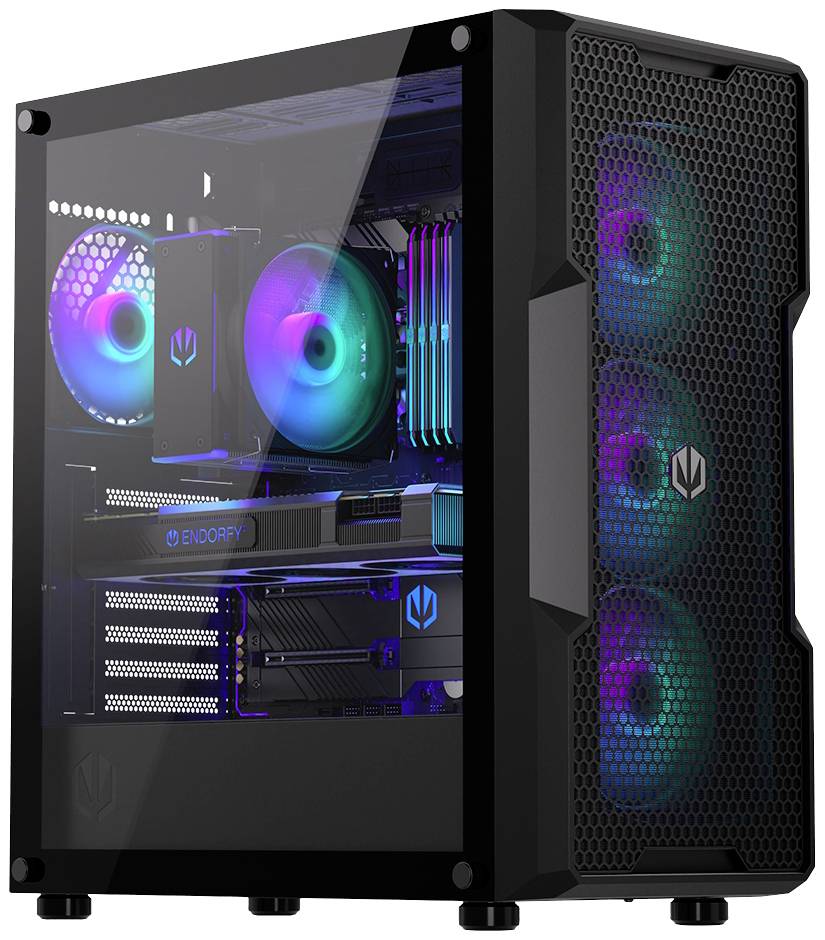 Endorfy Regnum 400 ARGB Midi-Tower PC-Gehäuse Schwarz 4 Vorinstallierte LED Lüfter, Seitenfenster, Staubfilter