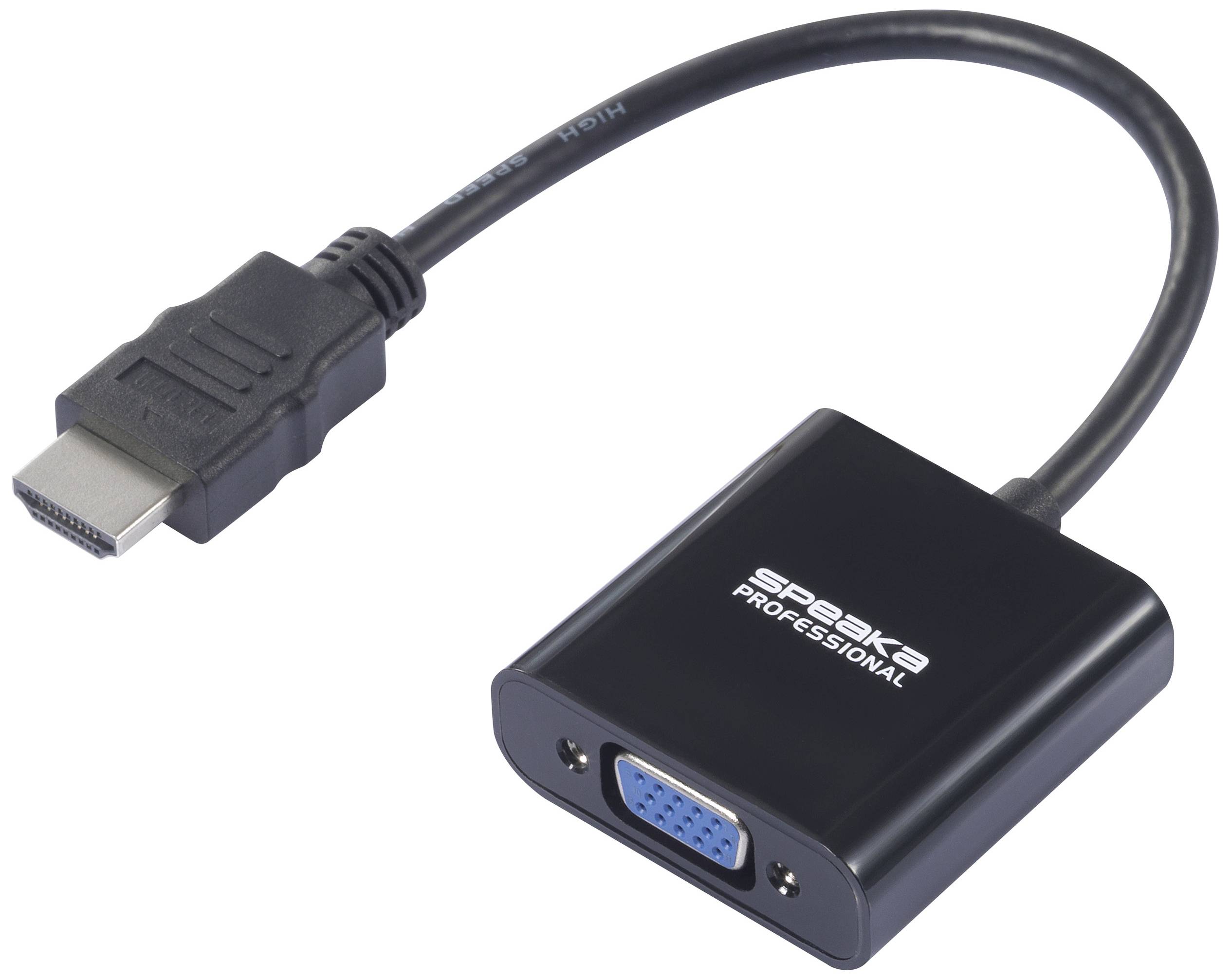 SpeaKa Professional 4064161294315 HDMI / VGA / Klinke Adapter [1x HDMI-Stecker - 1x VGA-Buchse, Klinkenbuchse 3.5 mm] Schwarz
