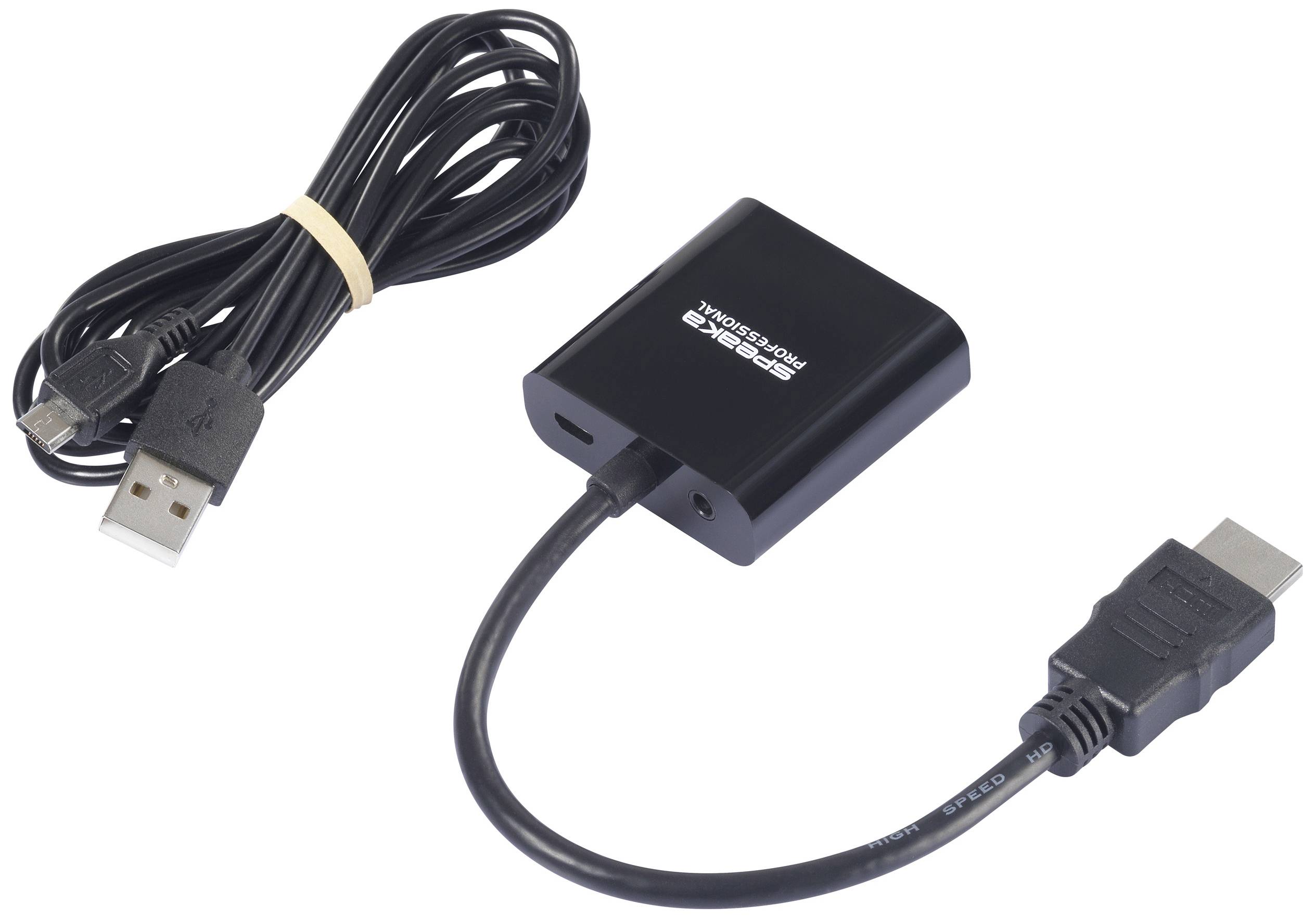 SpeaKa Professional 4064161294315 HDMI / VGA / Klinke Adapter [1x HDMI-Stecker - 1x VGA-Buchse, Klinkenbuchse 3.5 mm] Schwarz