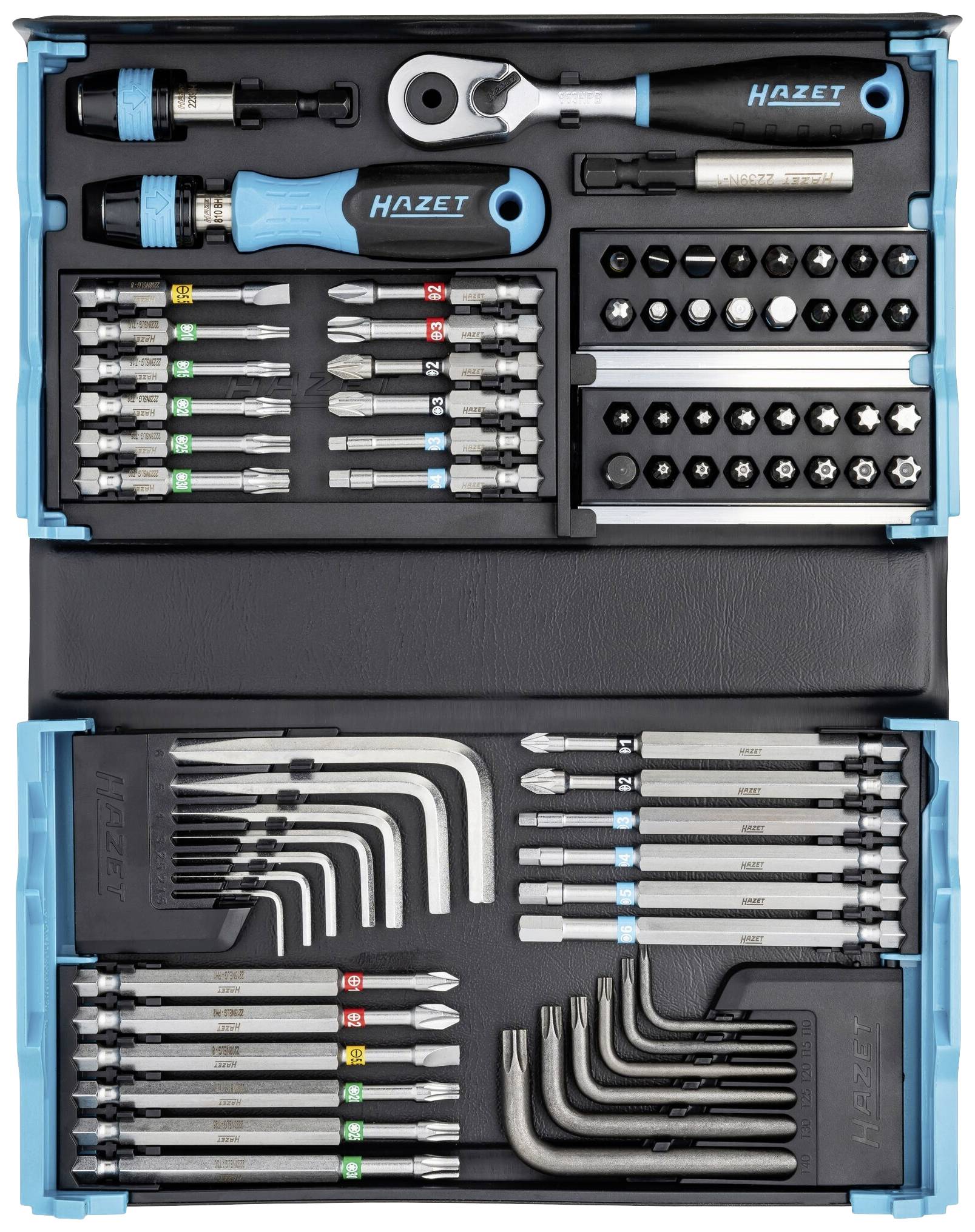 Hazet 2200SC-31 Bit-Set 73teilig Schlitz, Kreuzschlitz Phillips, Kreuzschlitz Pozidriv, Innen-Sechskant, Innen-TORX, Tamper