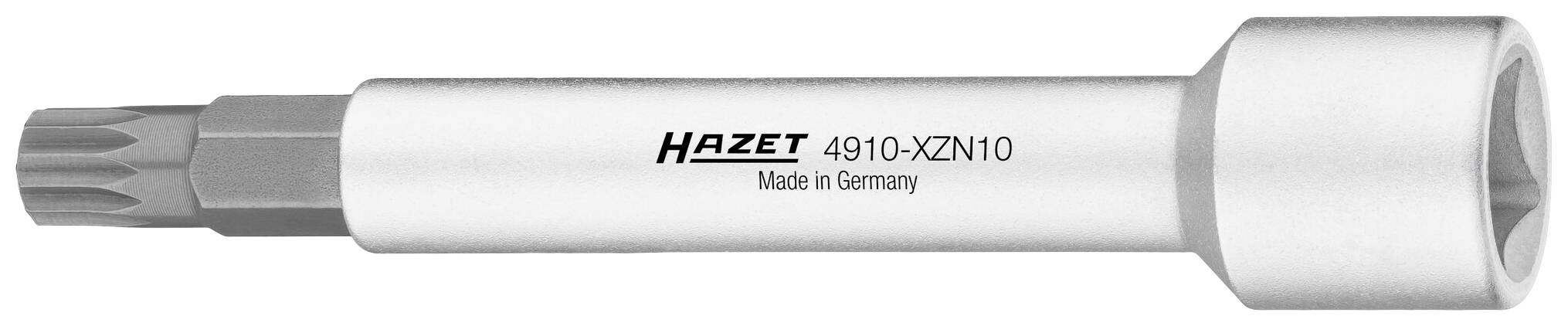 Kosmos-Schraubendrehereinsatz von Hazet, Modell 4910-XZN10, mit langer zylindrischer Form, 'Made in Germany' aufgedruckt.