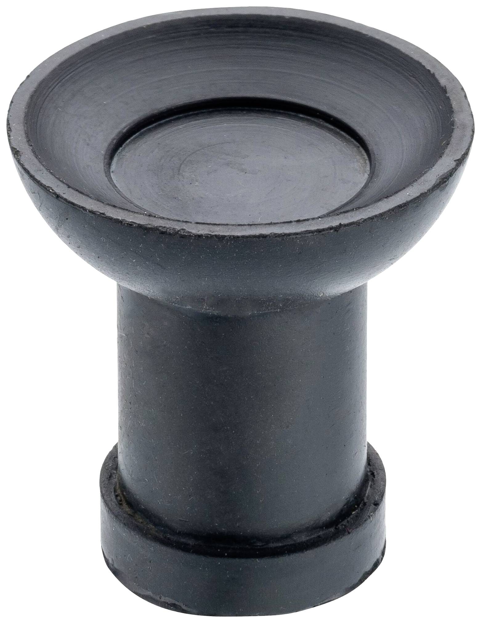 Ein graues Metallrohr mit erweitertem, becherförmigem oberen Ende, aufrecht stehend.