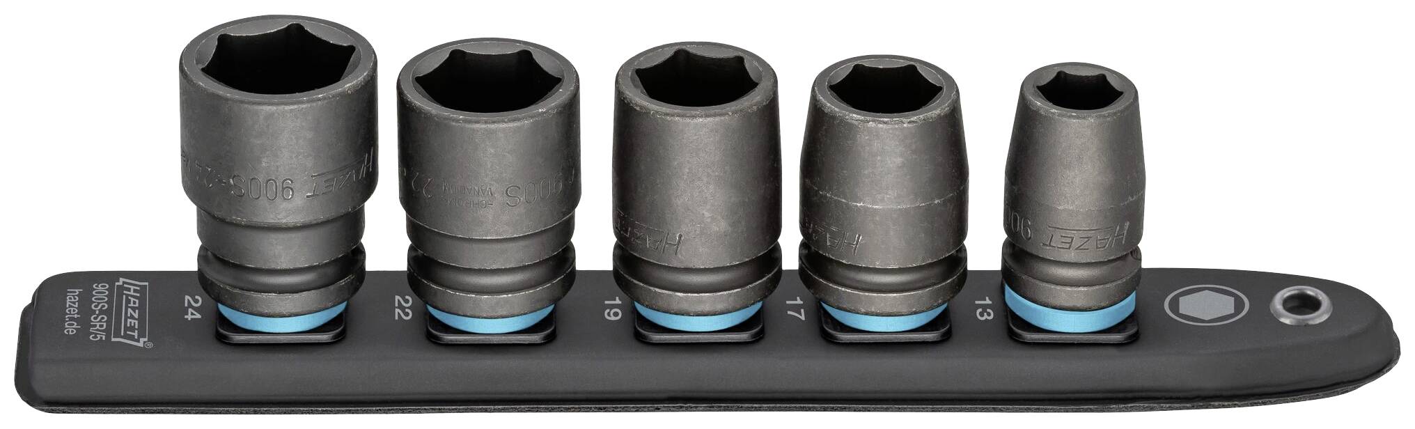 Hazet 900S-SR/5 Außen-Sechskant Steckleiste 5teilig Vierkant, 1/2" (12.5 mm)