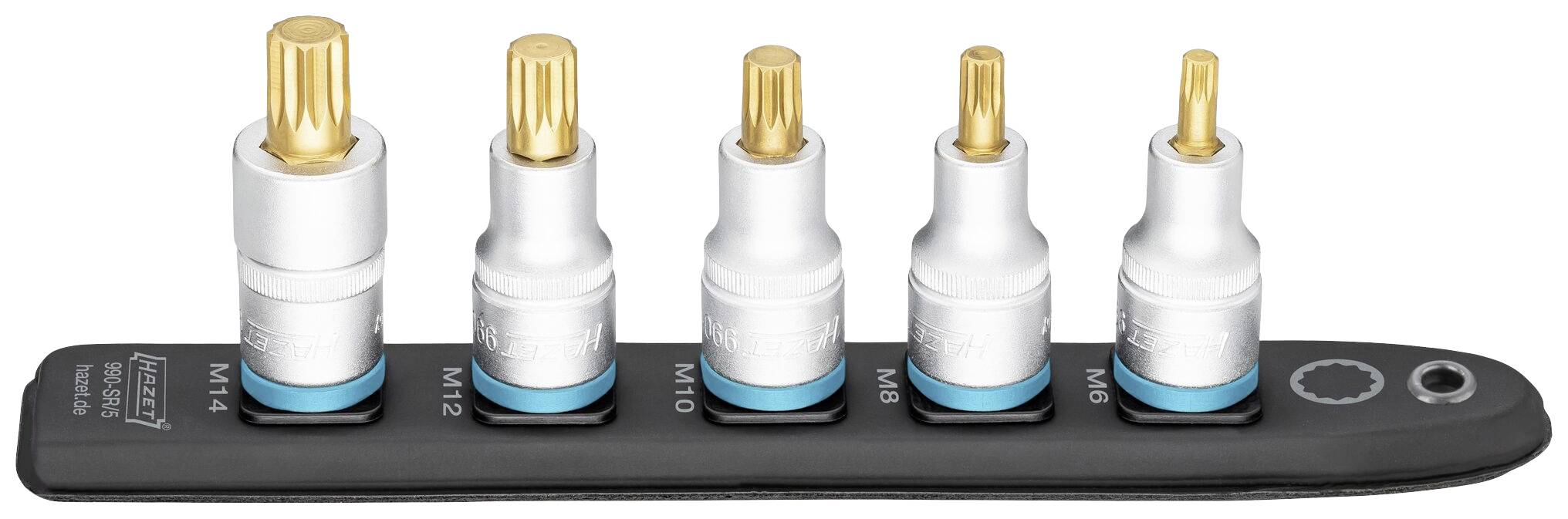 Hazet 990-SR/5 Innen-Vielzahn (XZN) Steckleiste 5teilig Vierkant, 1/2" (12.5 mm)