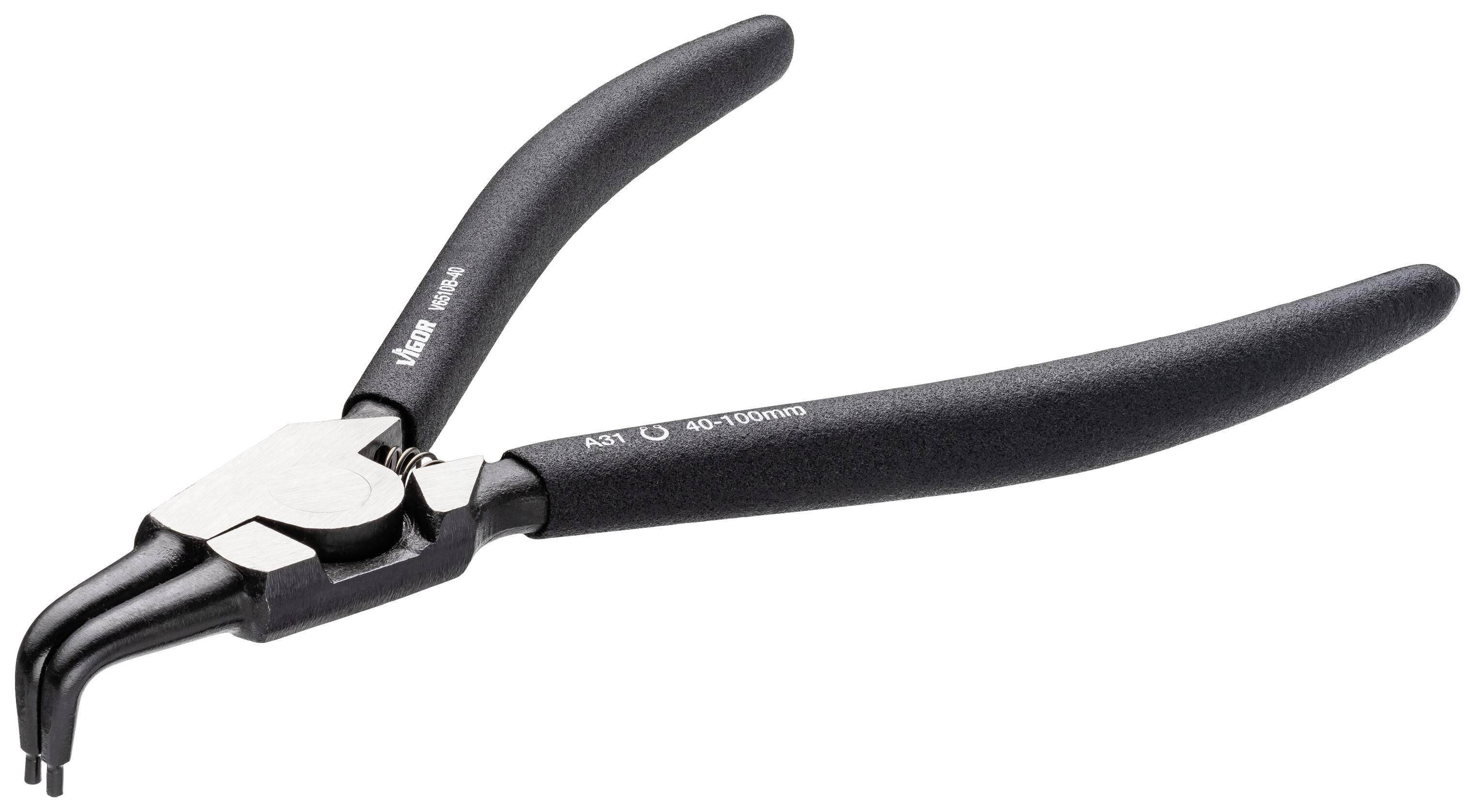 Vigor V6510B-40 Sicherungsringzange Spitzenform (Details) abgewinkelt 90°