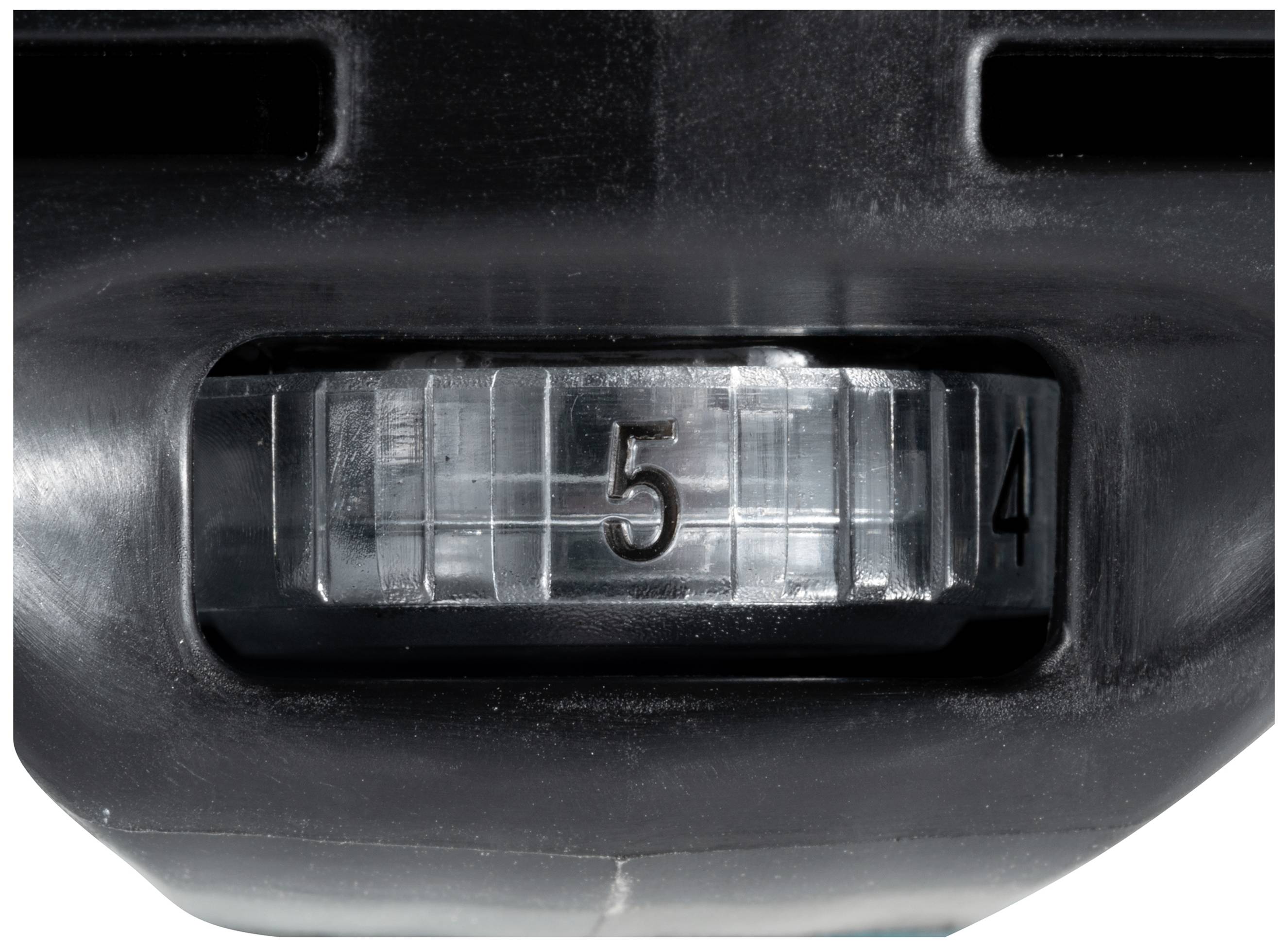 Nahaufnahme eines schwarzen Zählwerks mit eingestelltem Wert '5'.