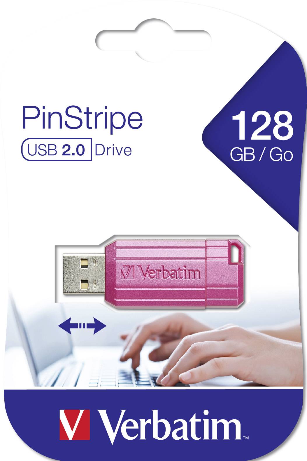 Verbatim USB DRIVE 2.0 PINSTRIPE USB-Stick 128 GB Pink 49460 USB-A (USB 2.0)