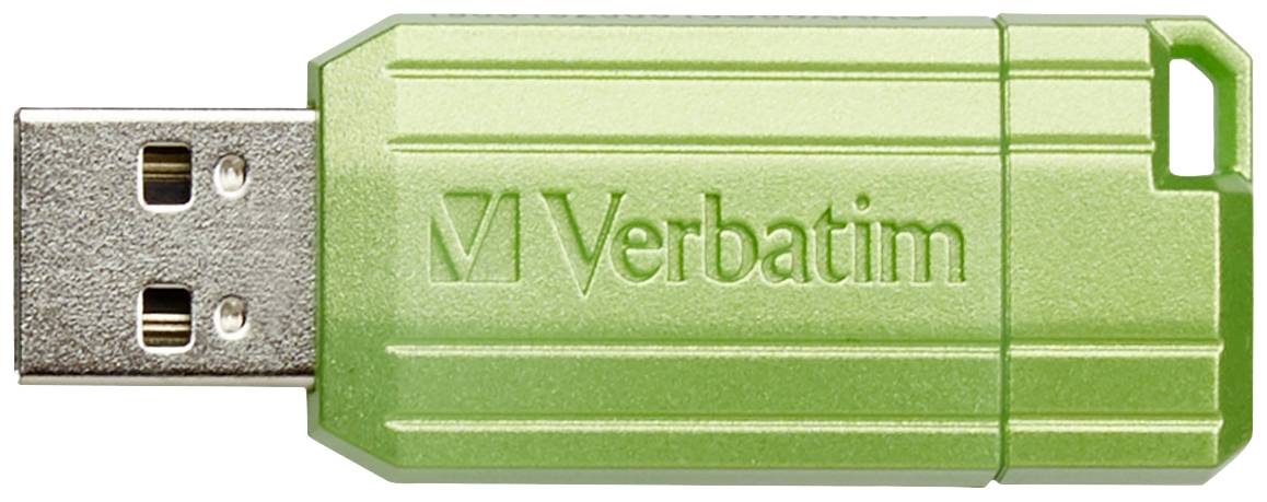 Ein grüner USB-Stick der Marke Verbatim.