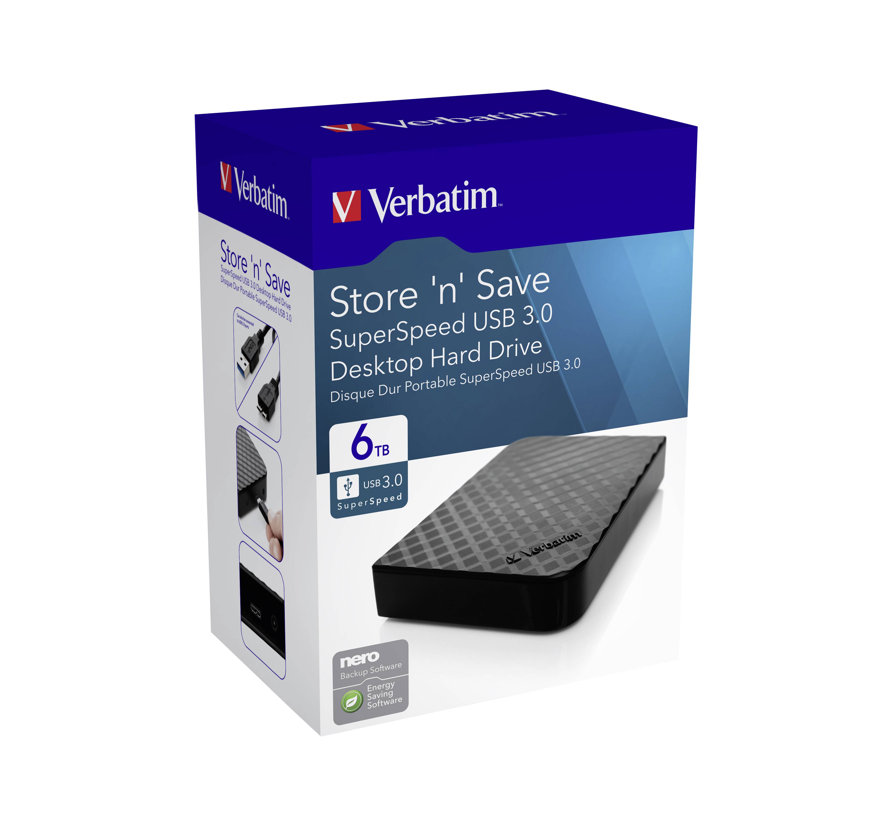 Verbatim Store 'n' Save 6TB Externe Festplatte 8.9cm (3.5 Zoll) USB-A (USB 3.0) Schwarz 47686