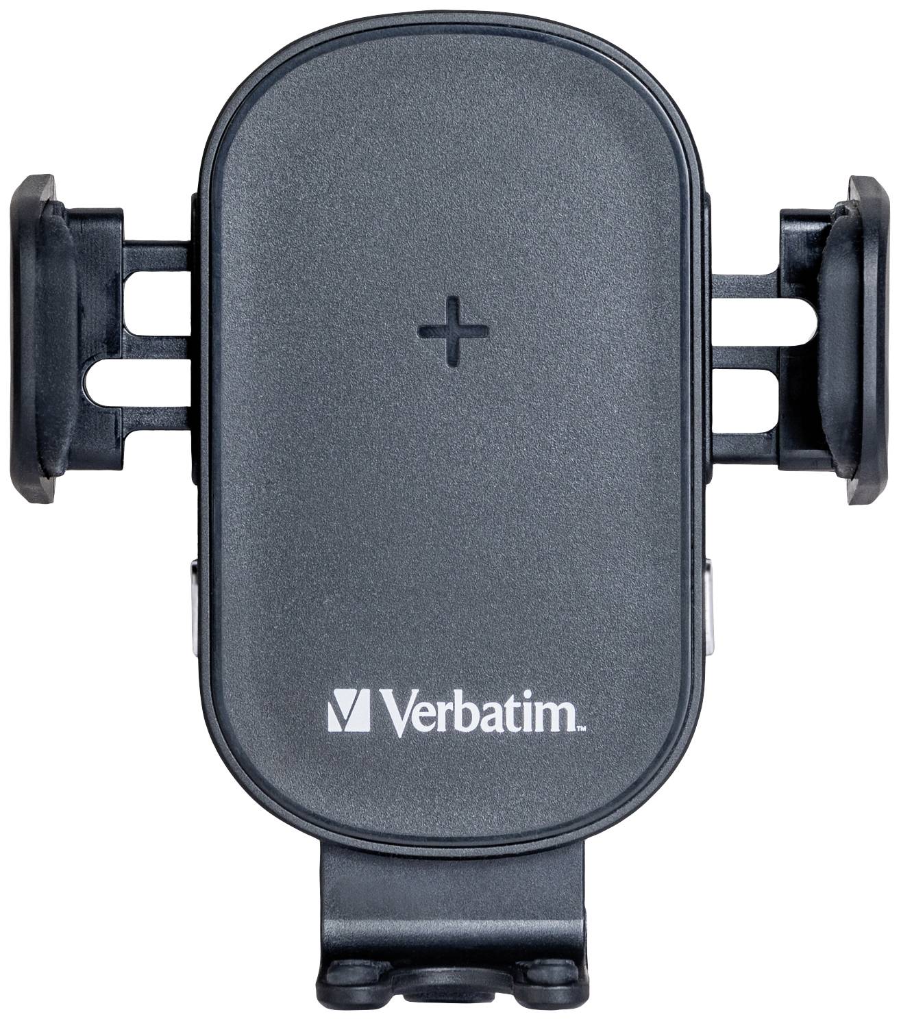 Halterung für Mobiltelefone mit verstellbaren Seitenarmen. Marke 'Verbatim' in Weiß auf der unteren Vorderseite sichtbar.