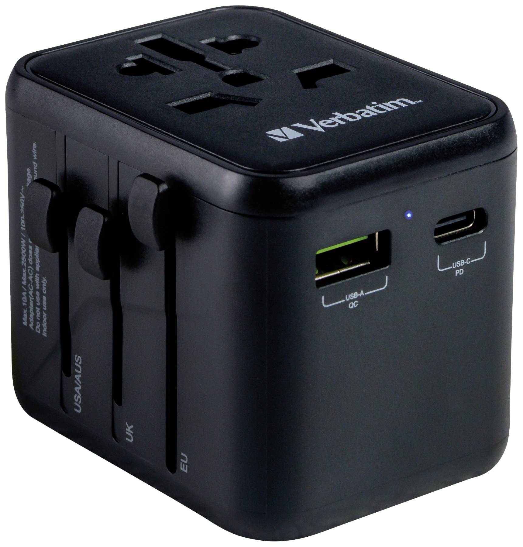 Verbatim 49544 Reiseadapter Universal Travel Adapter UTA-02 PD20W / QC / 1xUSB / 1xType-C