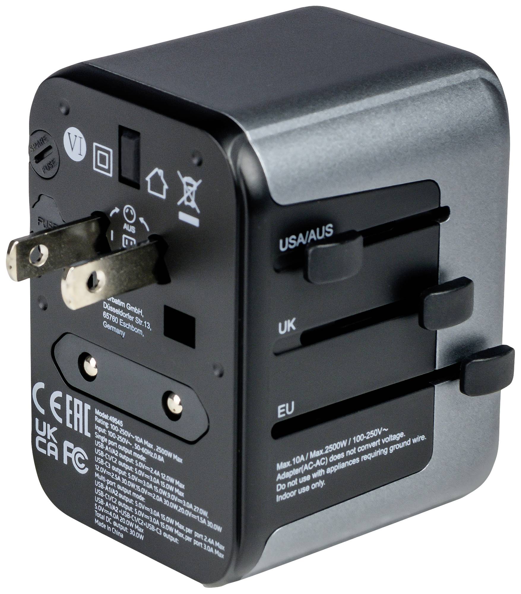 Verbatim 49545 Reiseadapter Universal Travel Adapter UTA-03 PD30W / QC / 2xUSB / 2xType-C