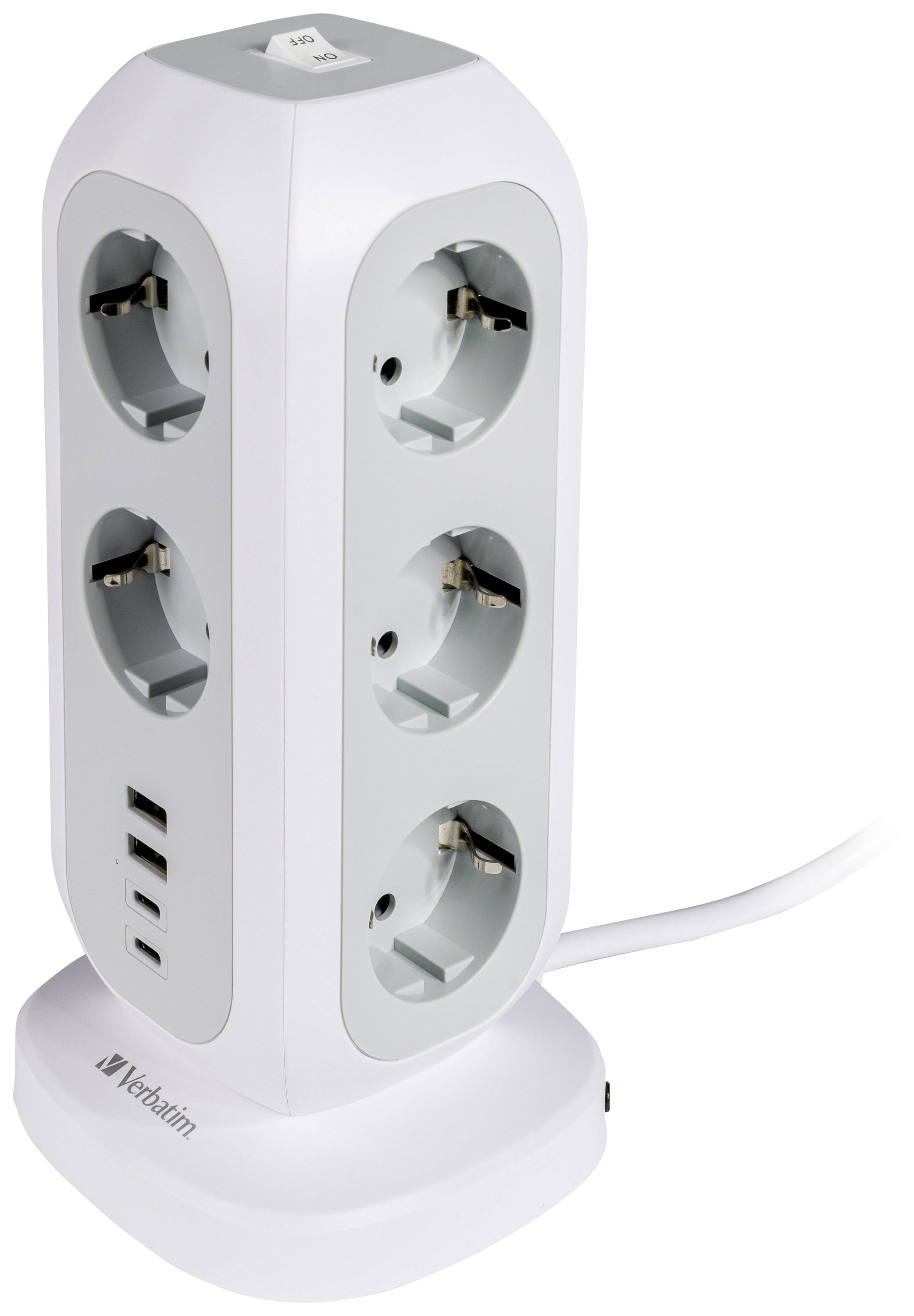Multifunktionaler Euro-Steckdosenturm  11-fach Steckdose mit USB-Anschlüssen und Überspannungsschutz