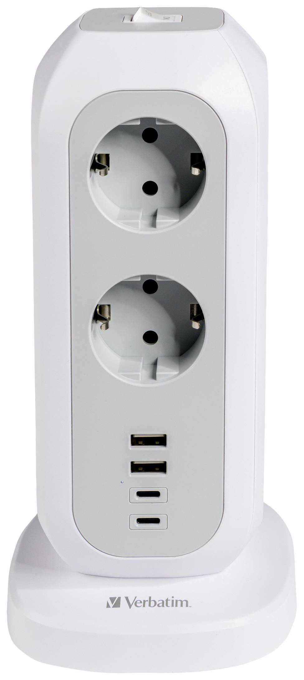 Multifunktionaler Euro-Steckdosenturm  11-fach Steckdose mit USB-Anschlüssen und Überspannungsschutz