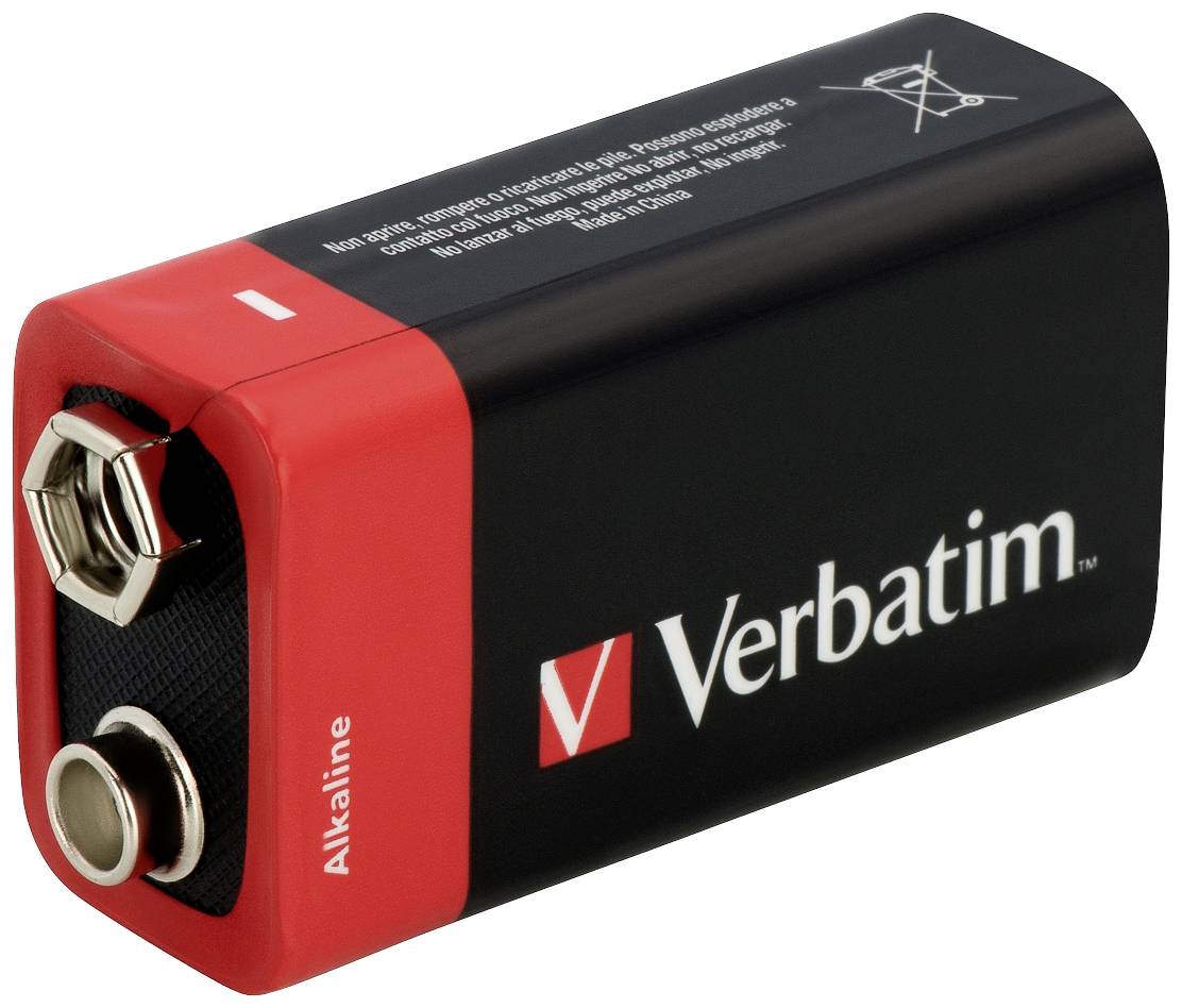 Verbatim ALKALINE BATTERY 9V 1 PACK (HANGCARD) 9 V Block-Batterie NiMH 9 V 1 St.