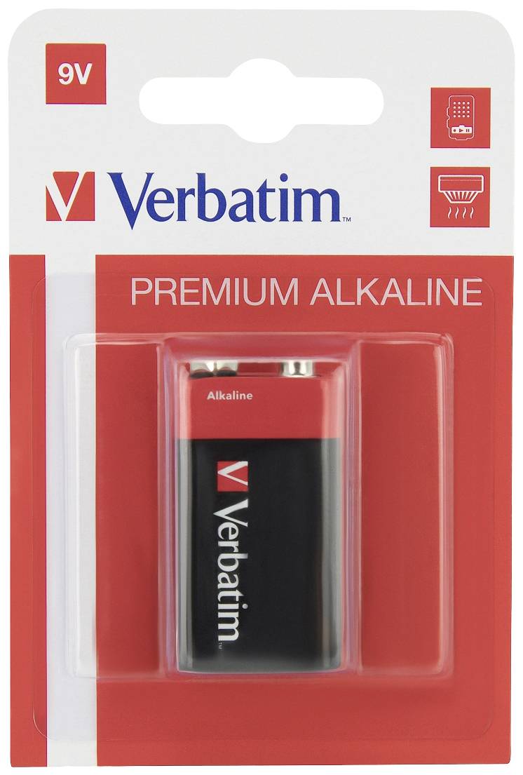 Verbatim ALKALINE BATTERY 9V 1 PACK (HANGCARD) 9 V Block-Batterie NiMH 9 V 1 St.