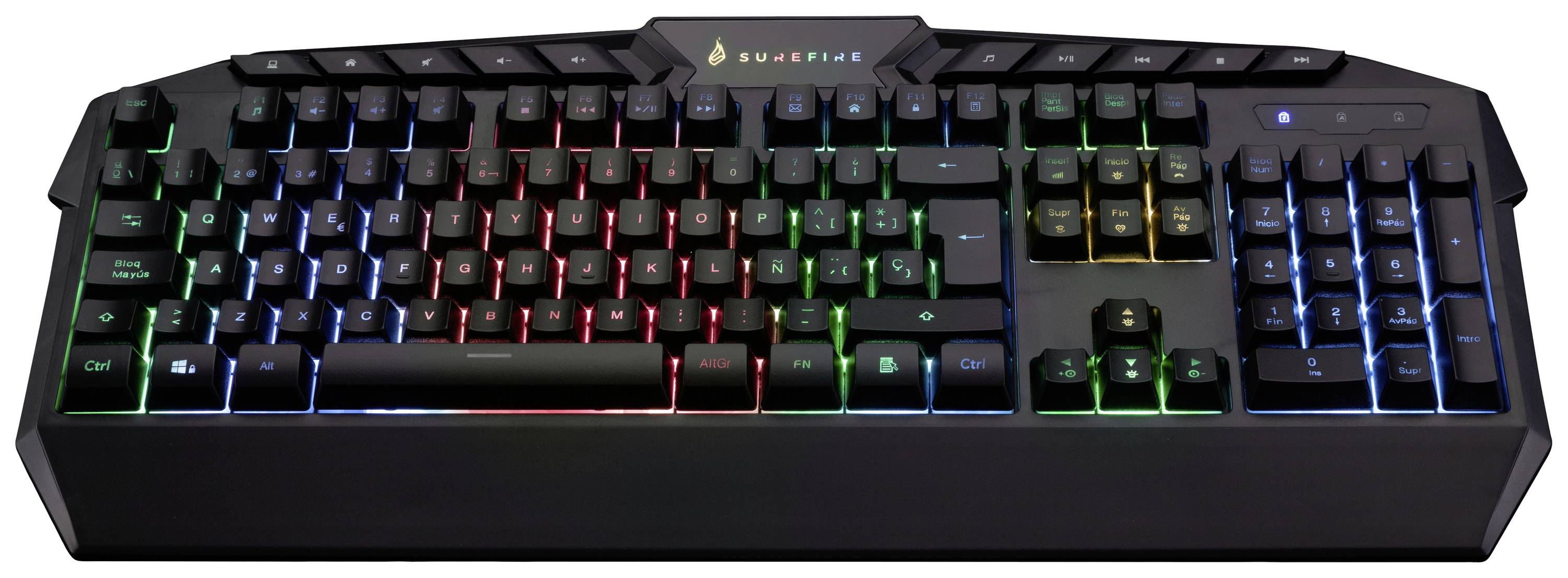 Verbatim SureFire KingPin RGB Gaming Multimedia Keyboard QWERTY Spanish Kabelgebunden Gaming-Tastatur Spanisch, QWERTY Schwarz