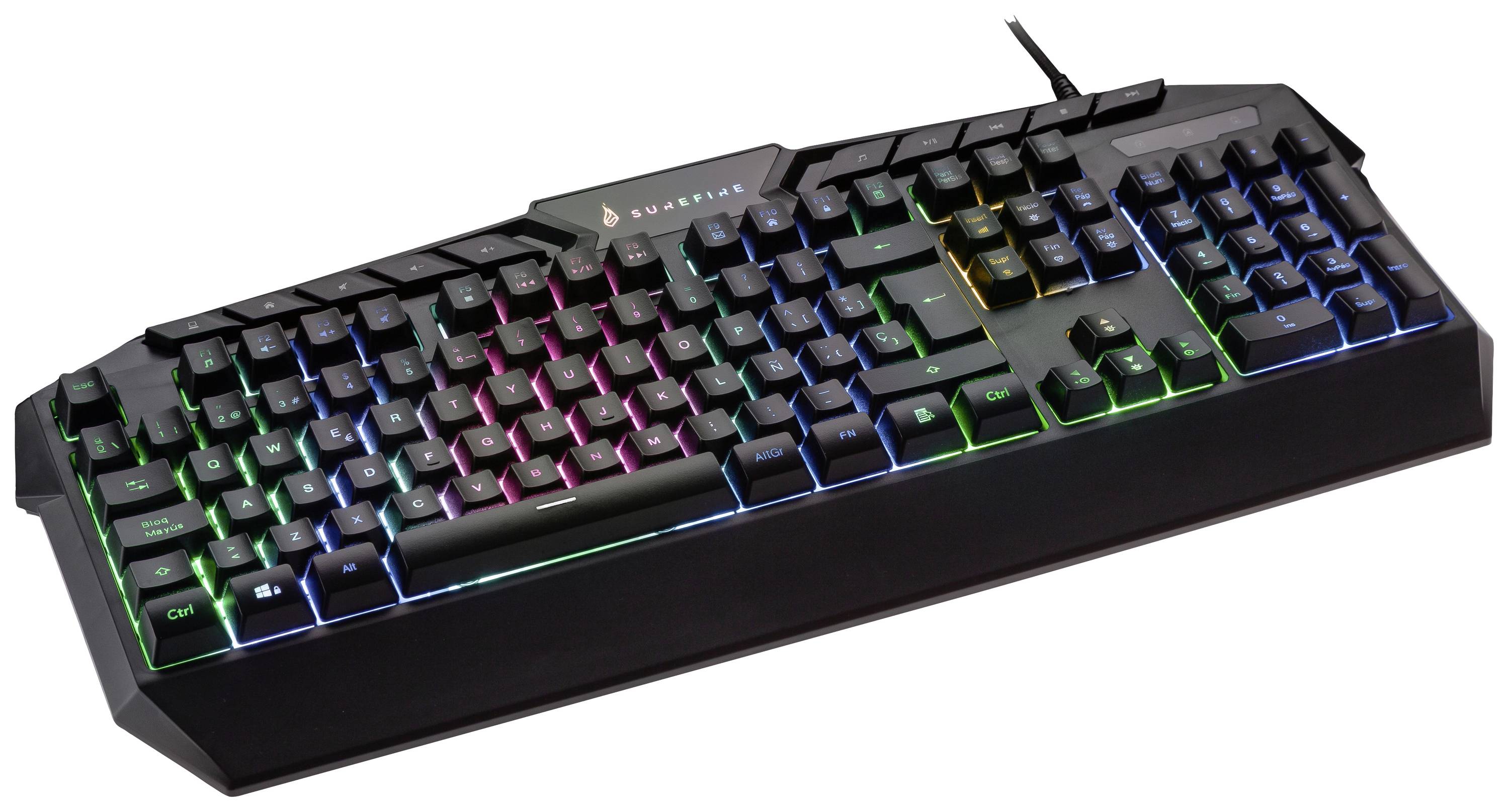 Verbatim SureFire KingPin RGB Gaming Multimedia Keyboard QWERTY Spanish Kabelgebunden Gaming-Tastatur Spanisch, QWERTY Schwarz