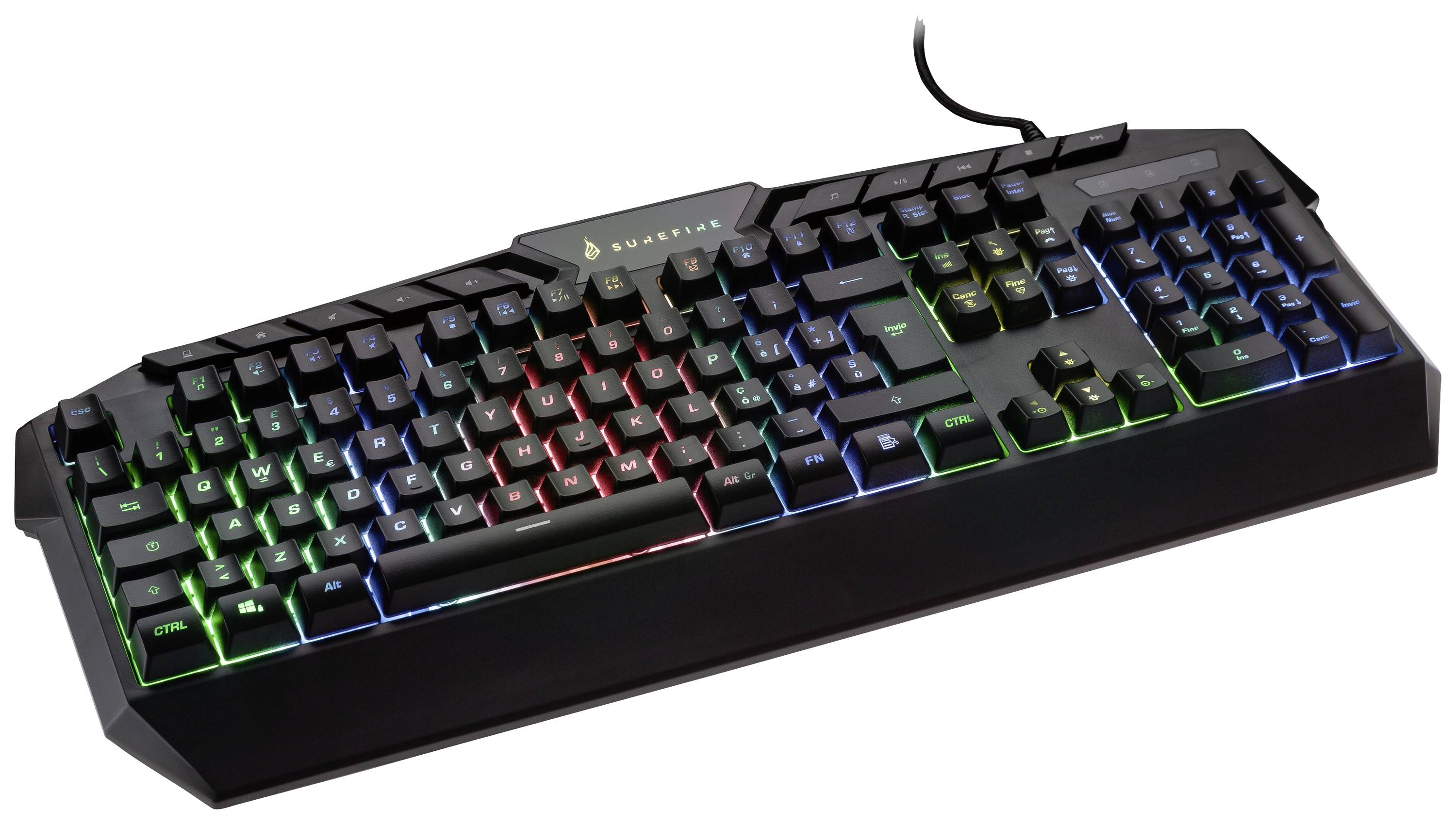Verbatim SureFire KingPin RGB Gaming Multimedia Keyboard QWERTY Italian Kabelgebunden Gaming-Tastatur Italienisch, QWERTY Schwarz