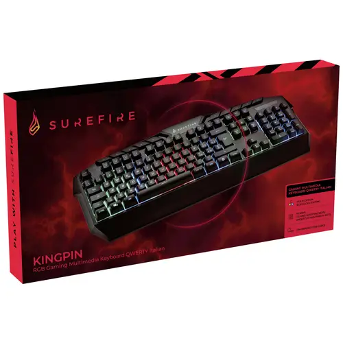 Verbatim SureFire KingPin RGB Gaming Multimedia Keyboard QWERTY Italian Kabelgebunden Gaming-Tastatur Italienisch, QWERTY Schwarz Verbatim SureFire KingPin RGB Gaming Multimedia Keyboard QWERTY Italian Kabelgebunden Gaming-Tastatur Italienisch, QWERTY Schwarz