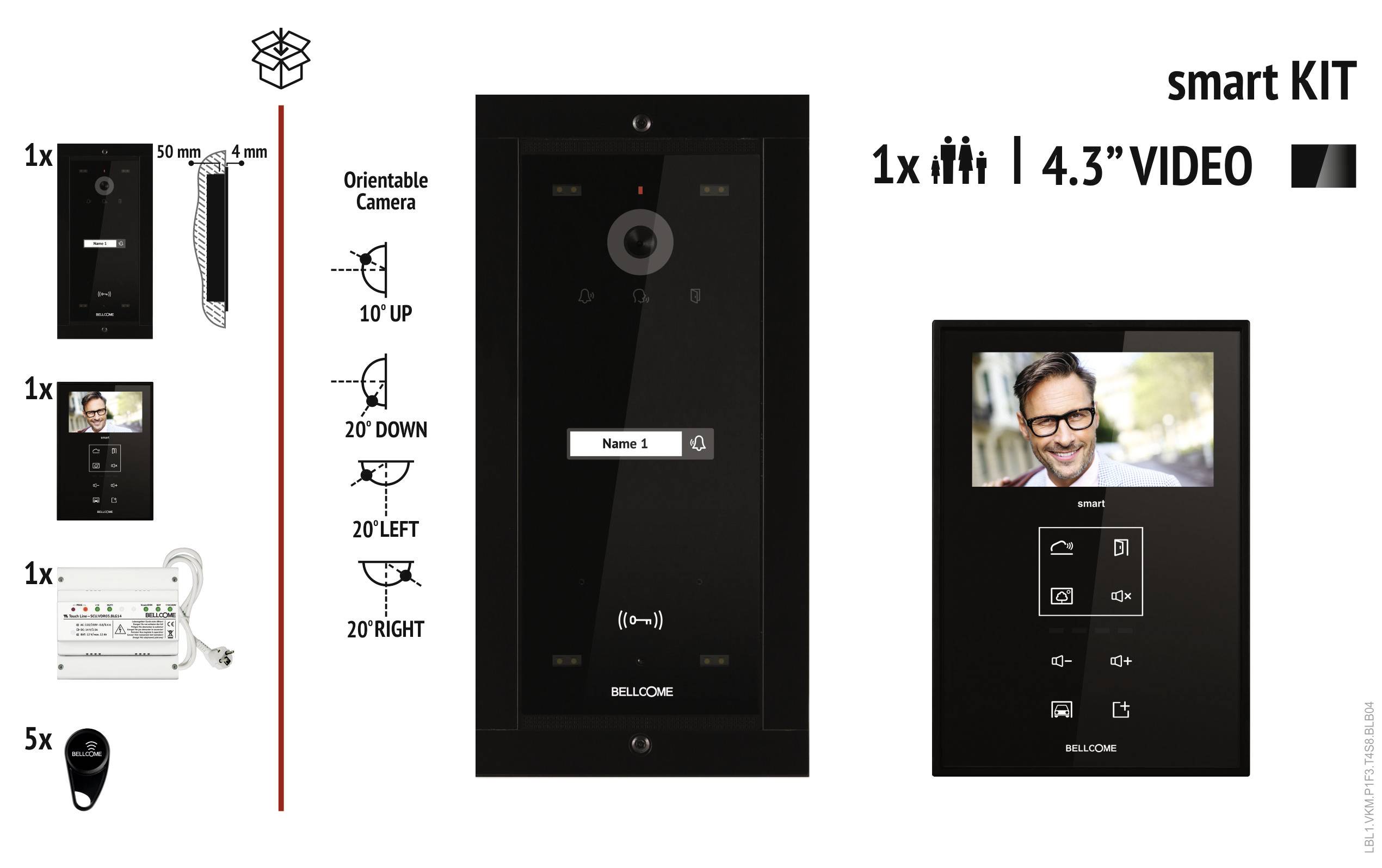 Bellcome ELECTRA Video-Türsprechanlage Kabelgebunden Komplett-Set Schwarz