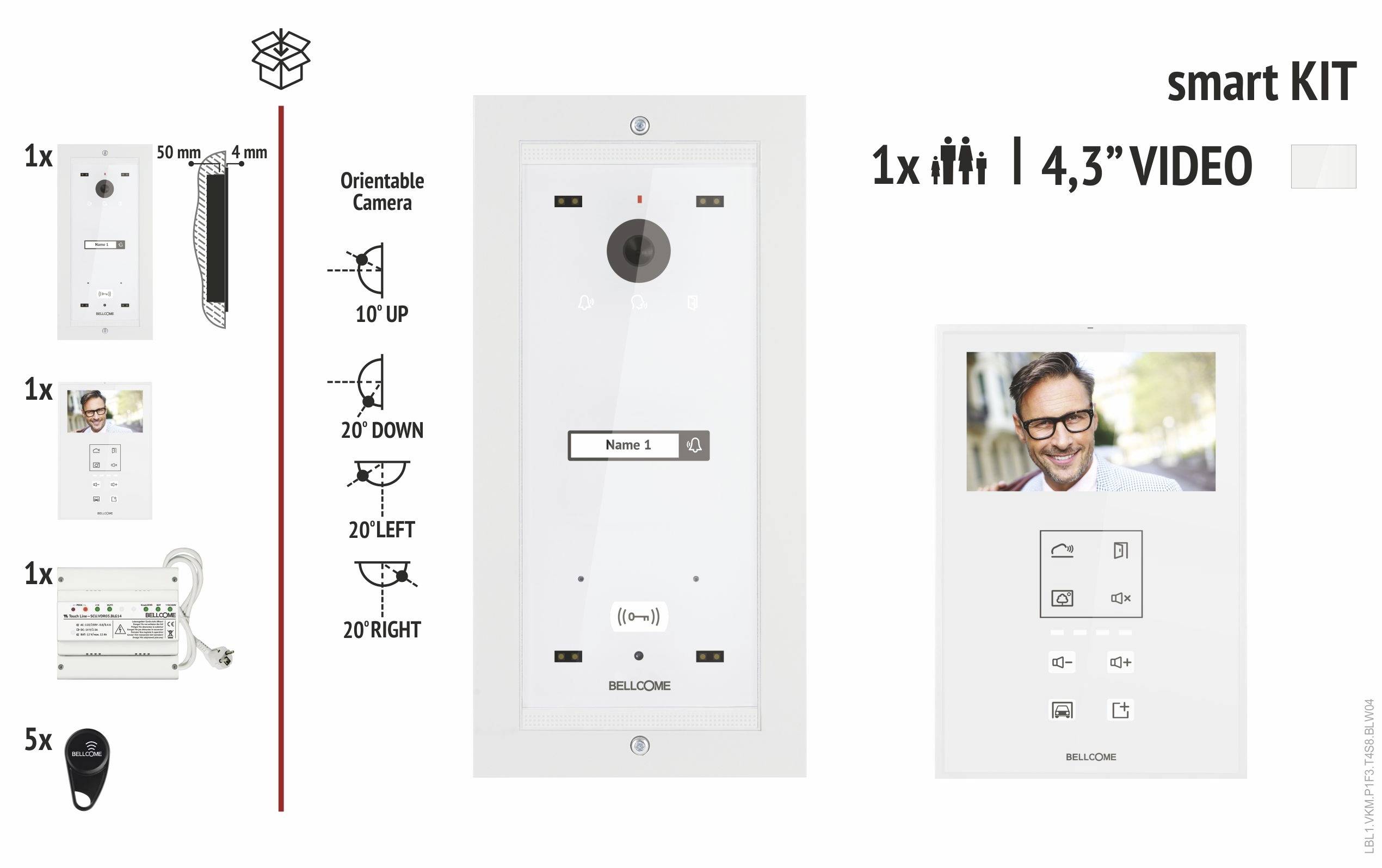 Bellcome ELECTRA Video-Türsprechanlage Kabelgebunden Komplett-Set Weiß