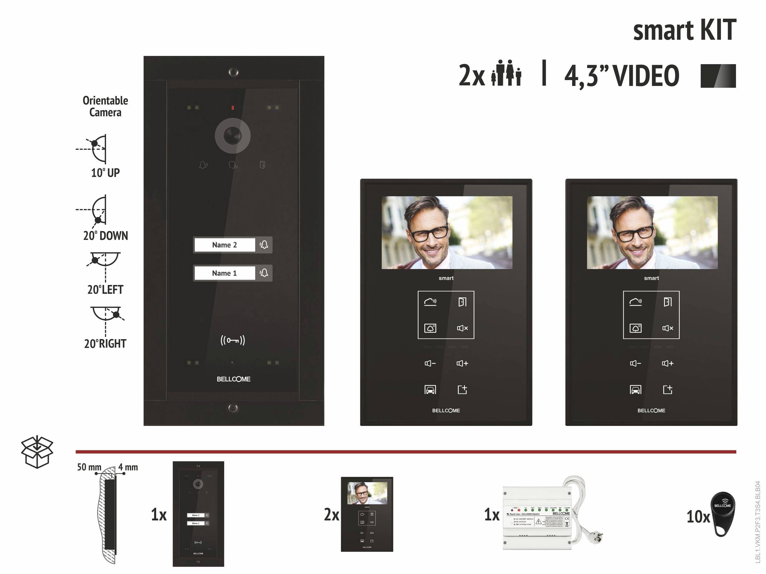 Bellcome ELECTRA Video-Türsprechanlage Kabelgebunden Komplett-Set Schwarz