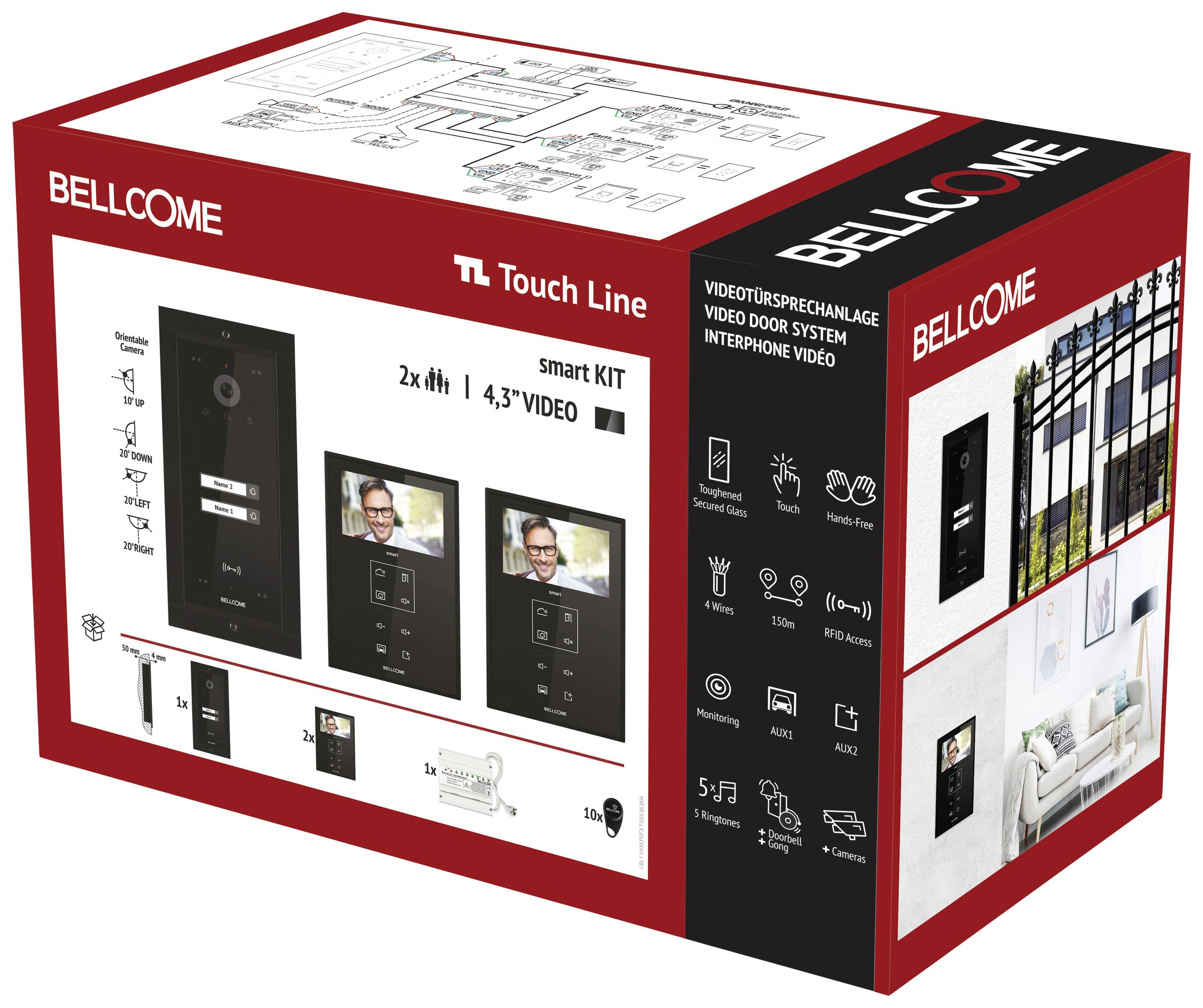Bellcome ELECTRA Video-Türsprechanlage Kabelgebunden Komplett-Set Schwarz