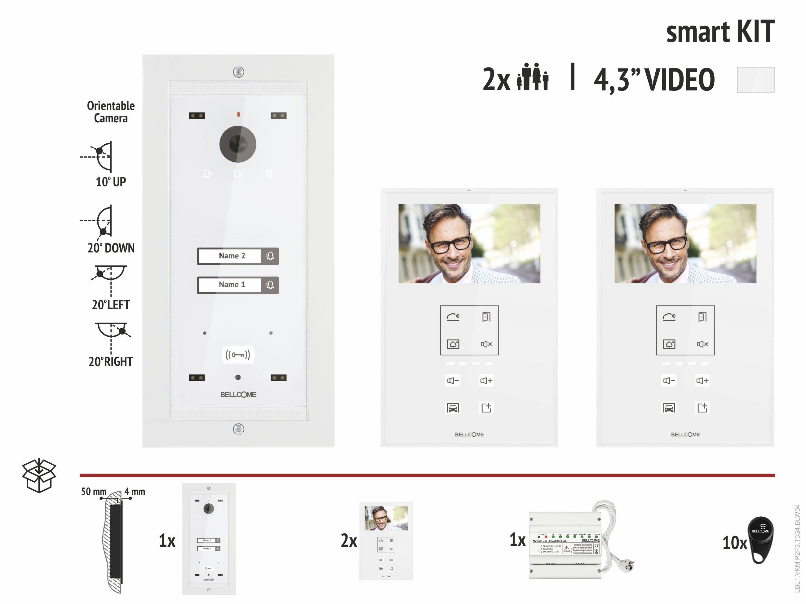 Bellcome ELECTRA Video-Türsprechanlage Kabelgebunden Komplett-Set Weiß
