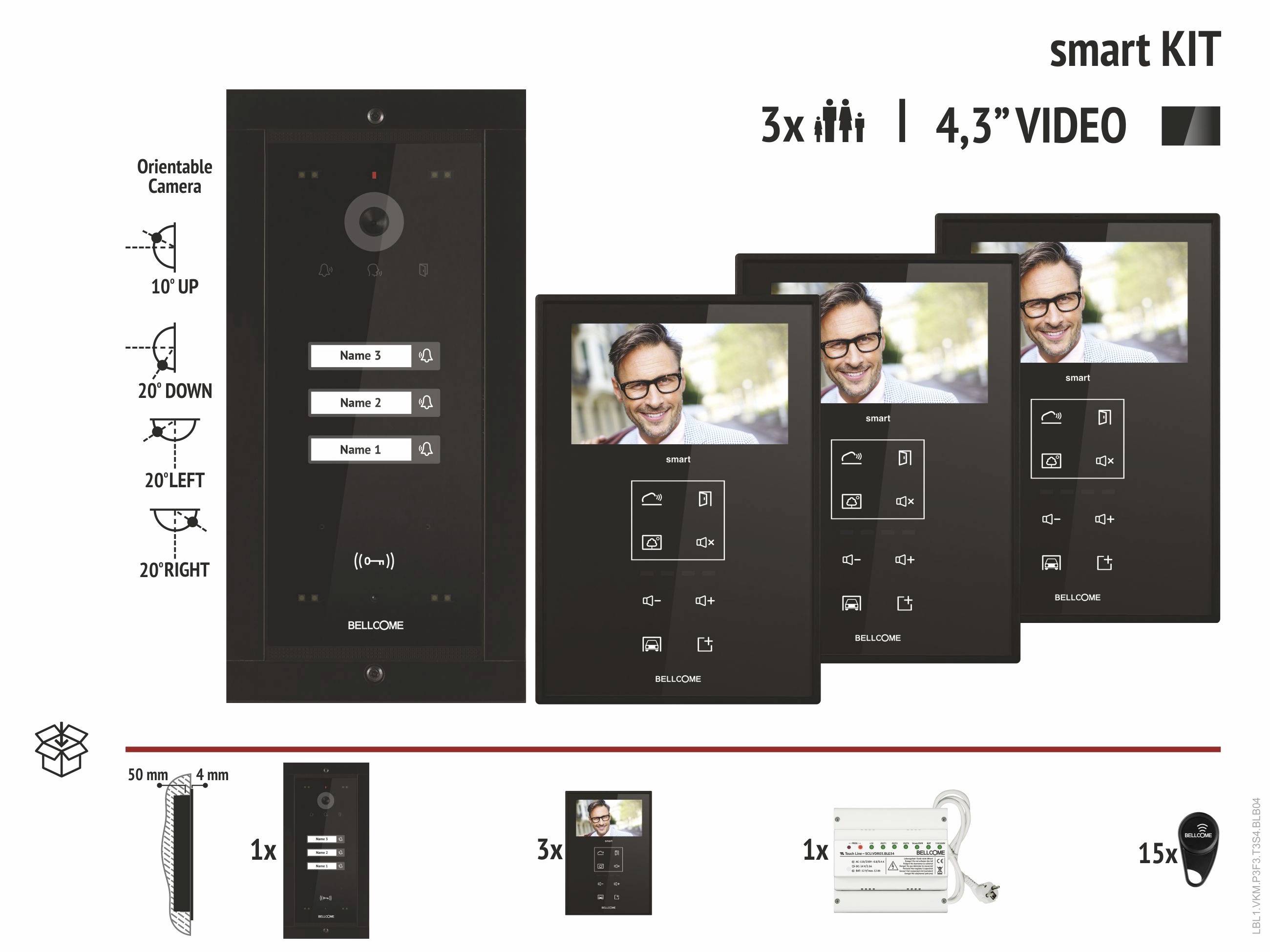 Bellcome ELECTRA Video-Türsprechanlage Kabelgebunden Komplett-Set Schwarz