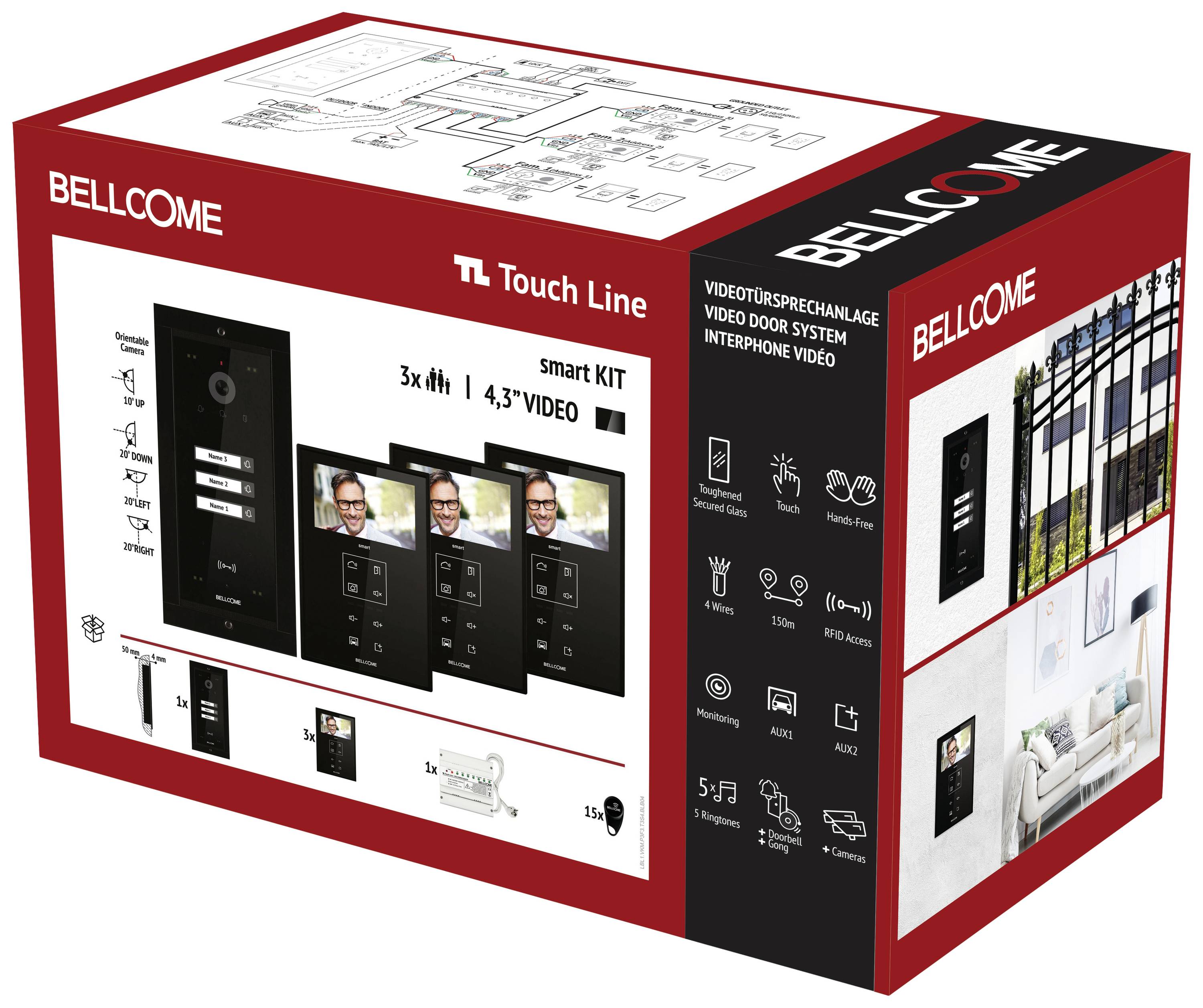 Bellcome ELECTRA Video-Türsprechanlage Kabelgebunden Komplett-Set Schwarz