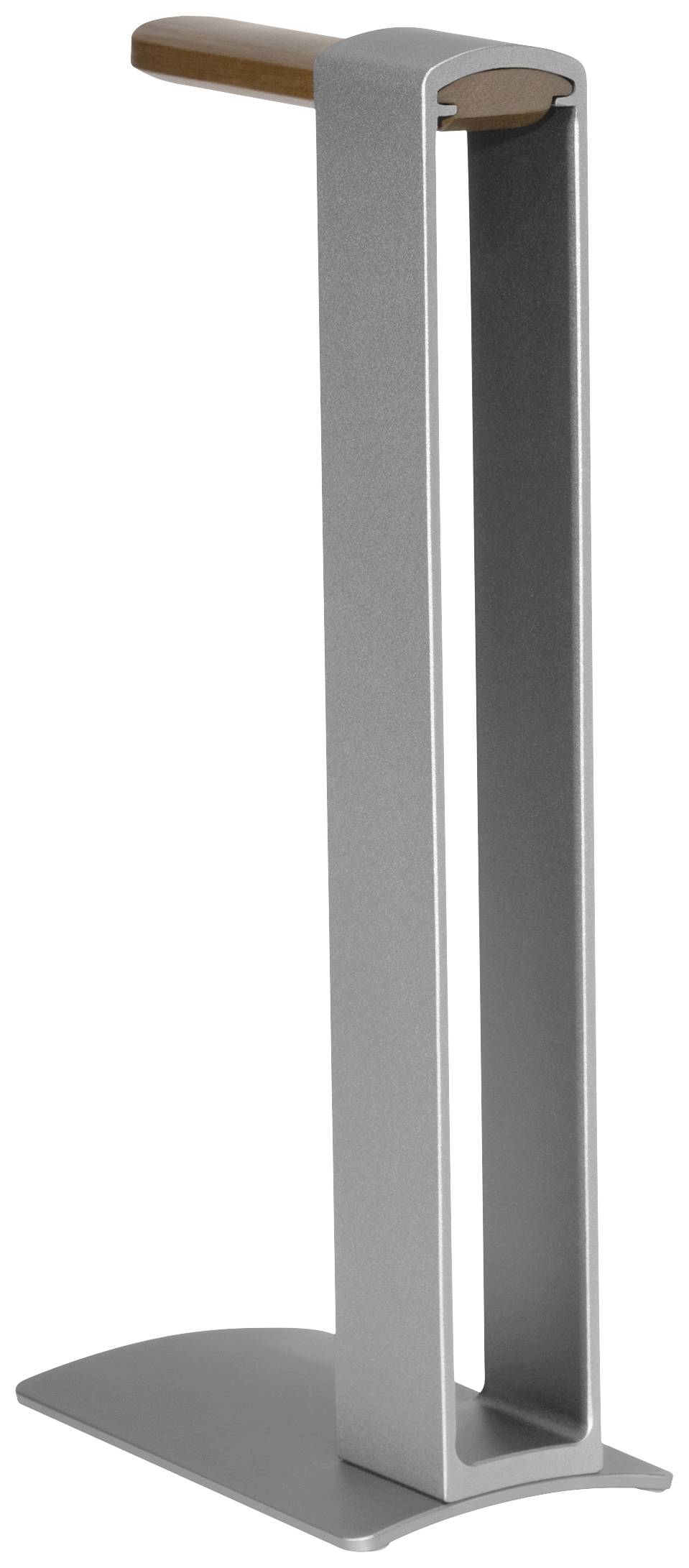 Ein moderner Schirmständer aus Metall mit rechteckiger Form und einem Griff aus Holz an der Oberseite.