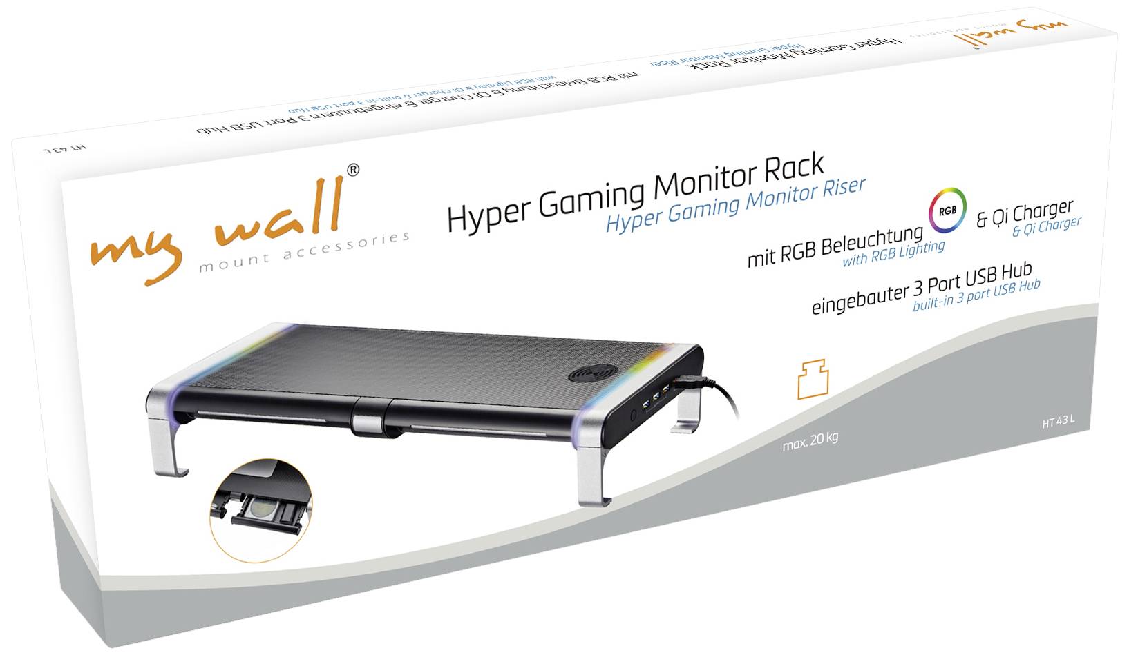 My Wall HT43L Monitor-Erhöhung Höhen-Bereich: 90 mm (max) Schwarz