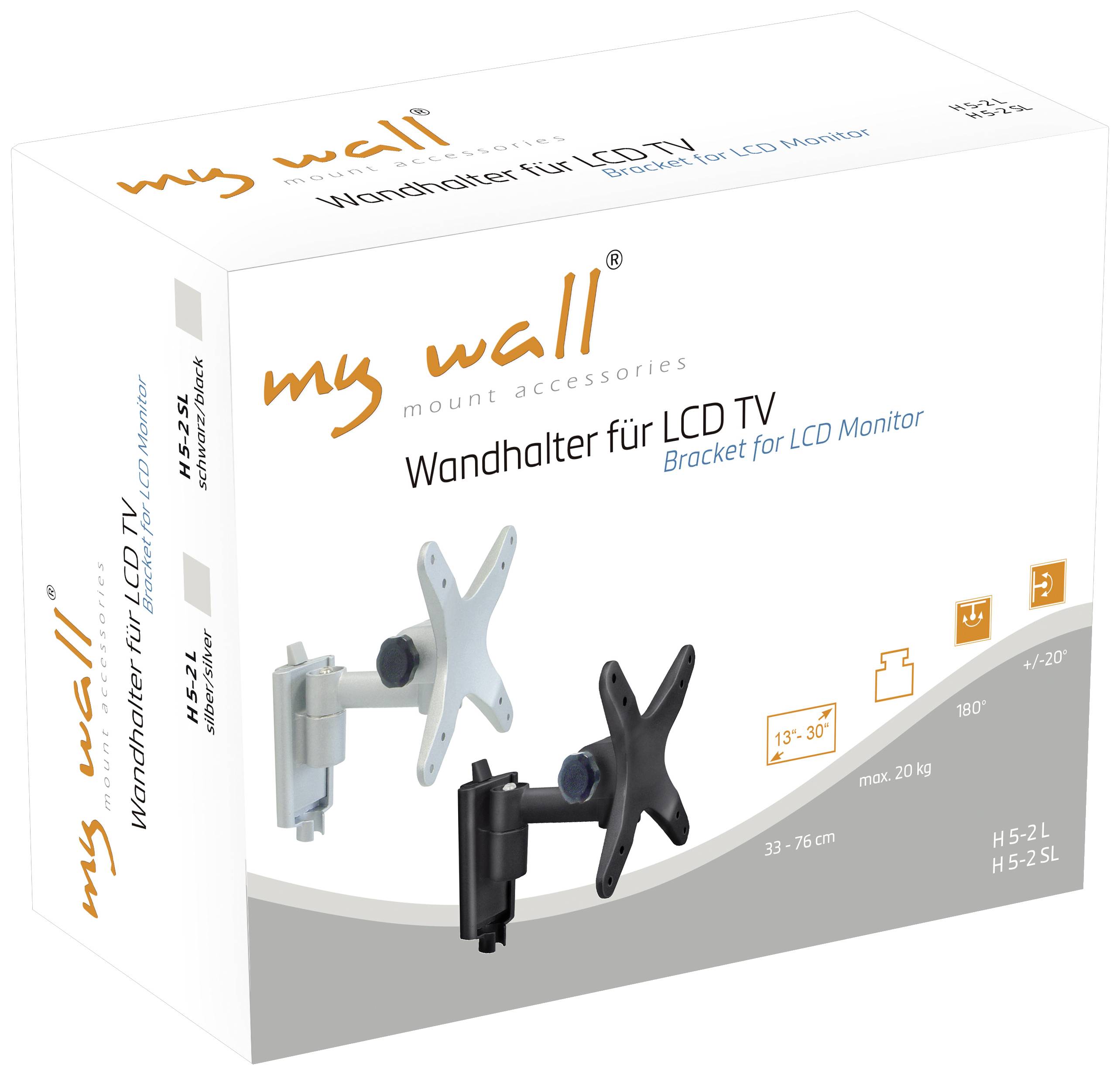 My Wall H5-2SL TV-Wandhalterung Integrierte Wasserwaage, Ausziehbar, Neigbar, Schwenkbar 33,3cm (13,1") - 76,2cm (30") Ausziehbar