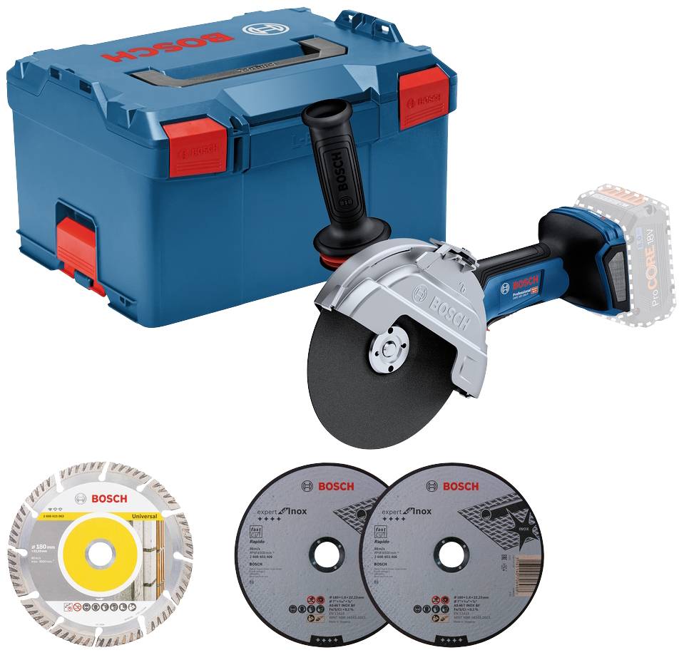 Bosch Professional GWS 18V-180 P 06019H6L02 Akku-Winkelschleifer 180 mm bürstenlos, inkl. Koffer 18 V