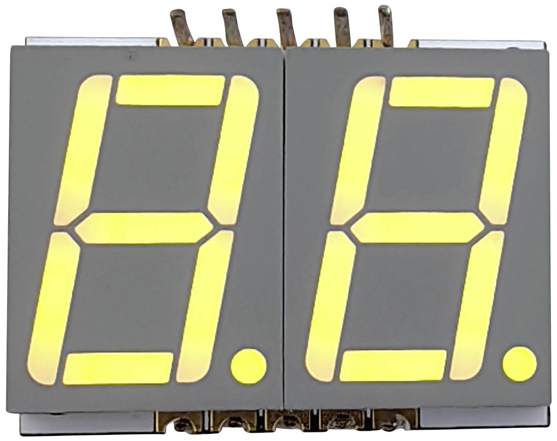 '88' auf gelbem Siebensegment-Display, Darstellung einer Zahl. Symmetrische Anordnung mit Punkten unten rechts an beiden Ziffern.