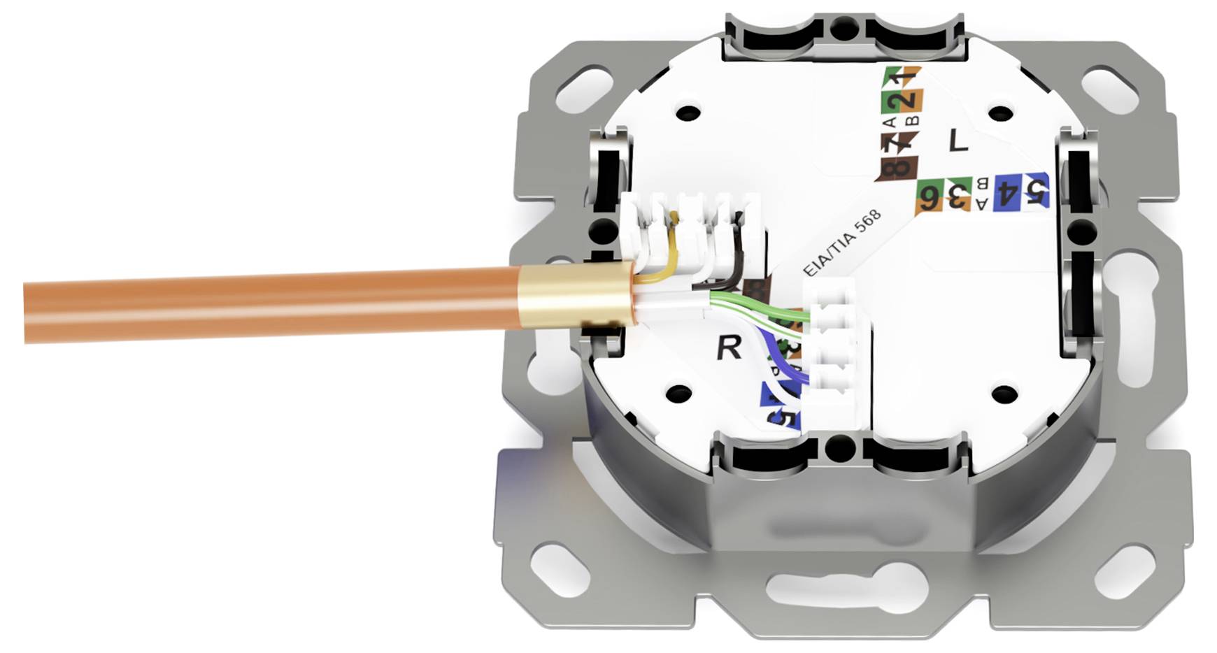Digitus DN-9010/8-1 Netzwerkdose Unterputz Einsatz mit Zentralplatte und Rahmen CAT 6a Weiß