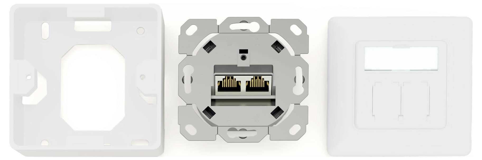 Digitus DN-9010/8-2 Netzwerkdose Unterputz Einsatz mit Zentralplatte und Rahmen CAT 6a Weiß