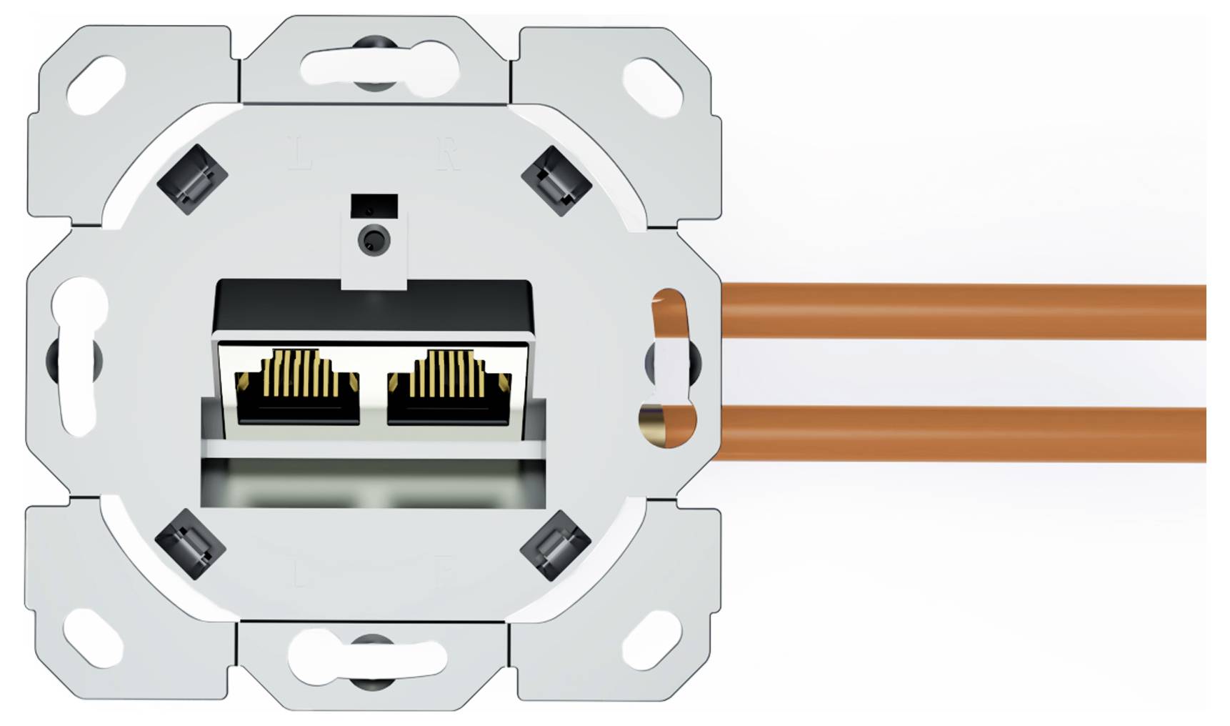 Digitus DN-9010/8-2 Netzwerkdose Unterputz Einsatz mit Zentralplatte und Rahmen CAT 6a Weiß