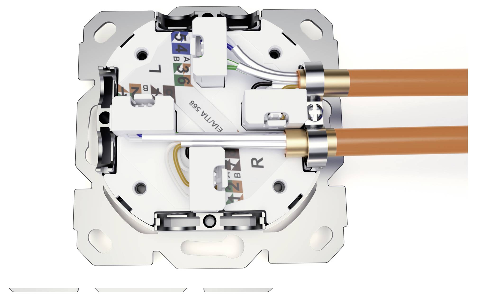 Digitus DN-9010/8-2 Netzwerkdose Unterputz Einsatz mit Zentralplatte und Rahmen CAT 6a Weiß