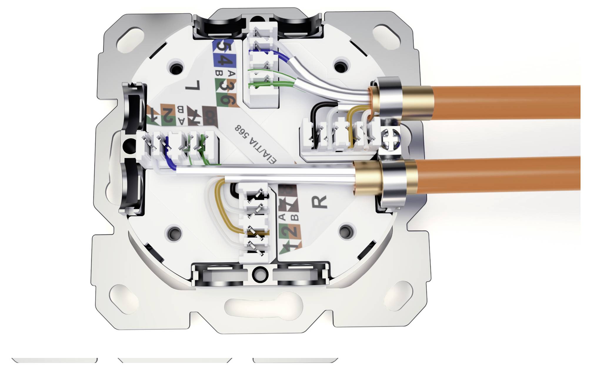 Digitus DN-9010/8-2 Netzwerkdose Unterputz Einsatz mit Zentralplatte und Rahmen CAT 6a Weiß