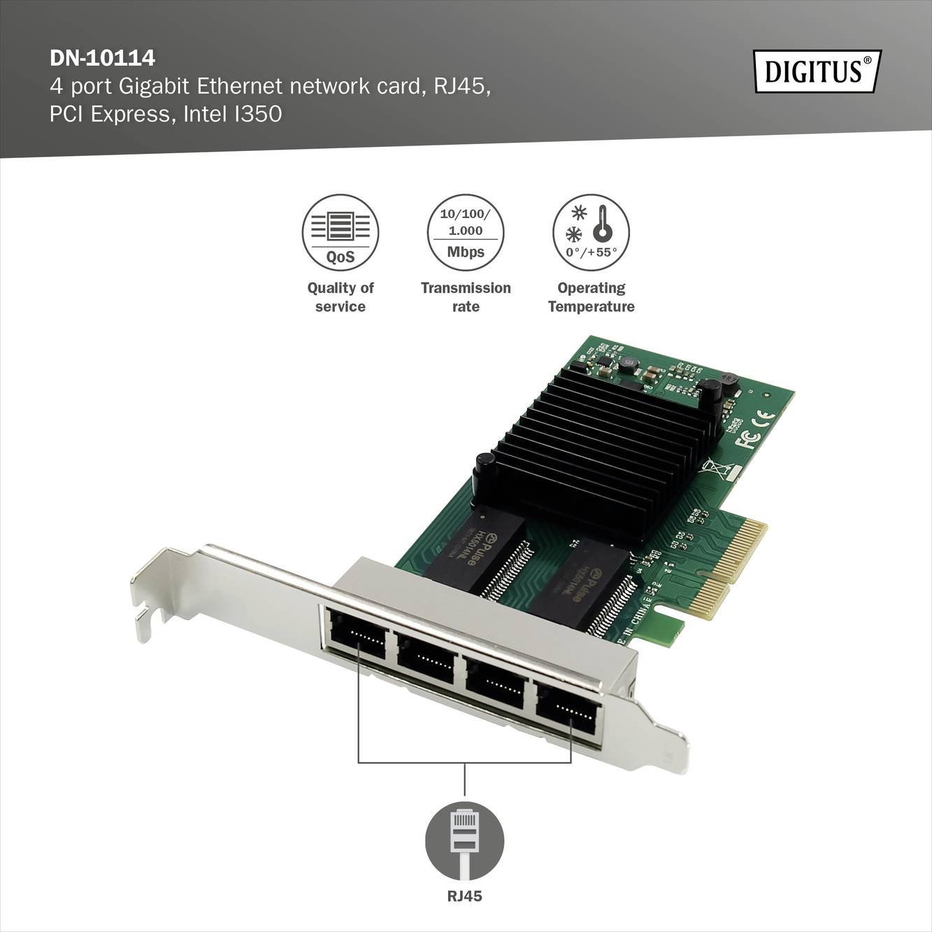 Digitus DN-10114 Netzwerkkarte 10 / 100 / 1000 MBit/s PCIe