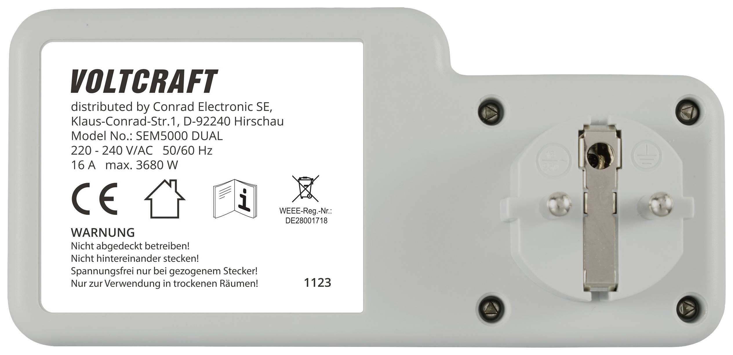 VOLTCRAFT SEM5000 DUAL Energiekosten-Messgerät Kostenprognose, Alarmfunktion, Stromtarif einstellbar, Datenloggerfunktion